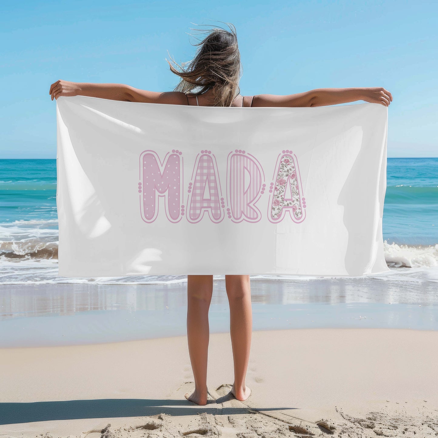 Personalized Pink Coquette Beach Towel