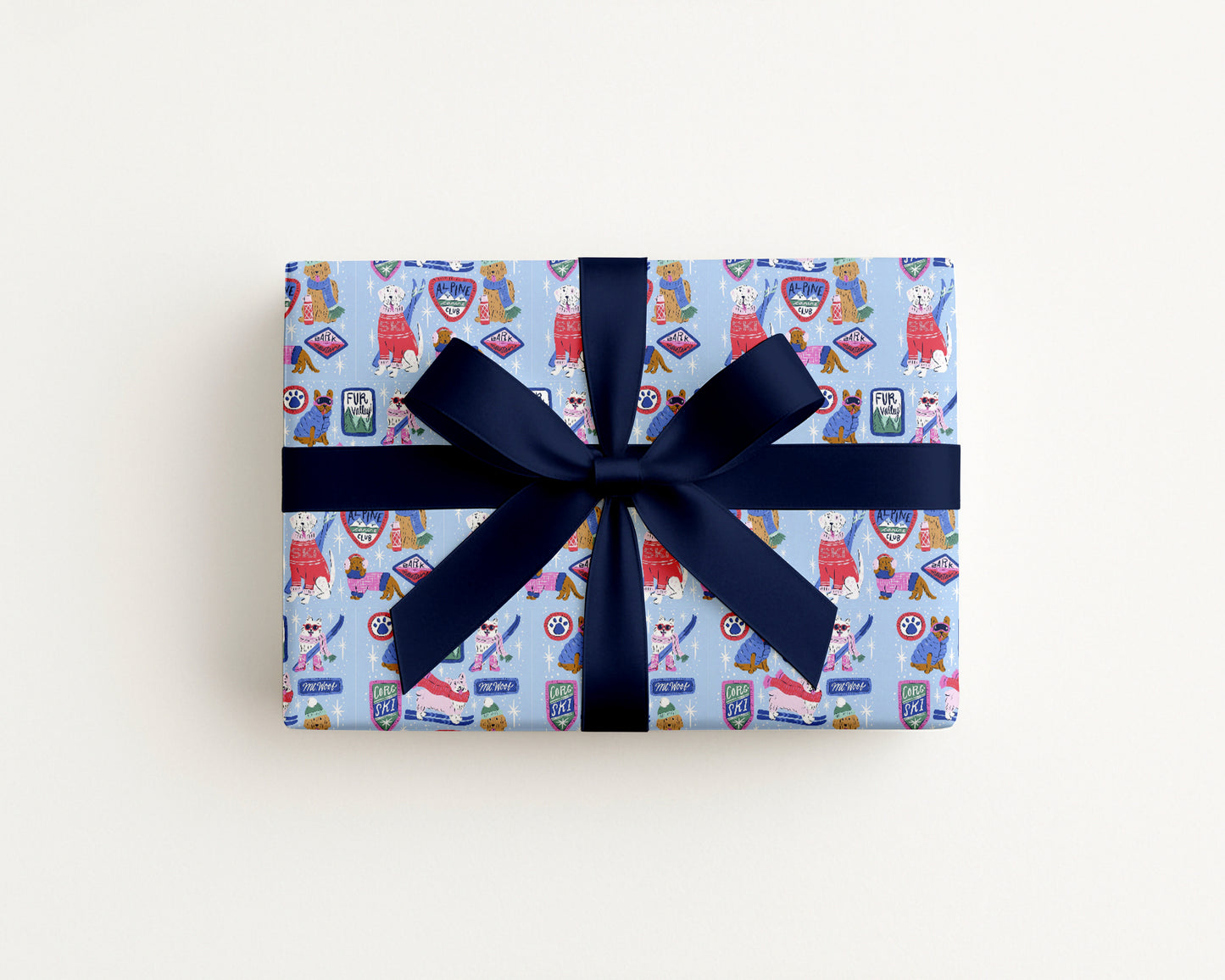Winter Ski Lodge Dog Wrapping Paper