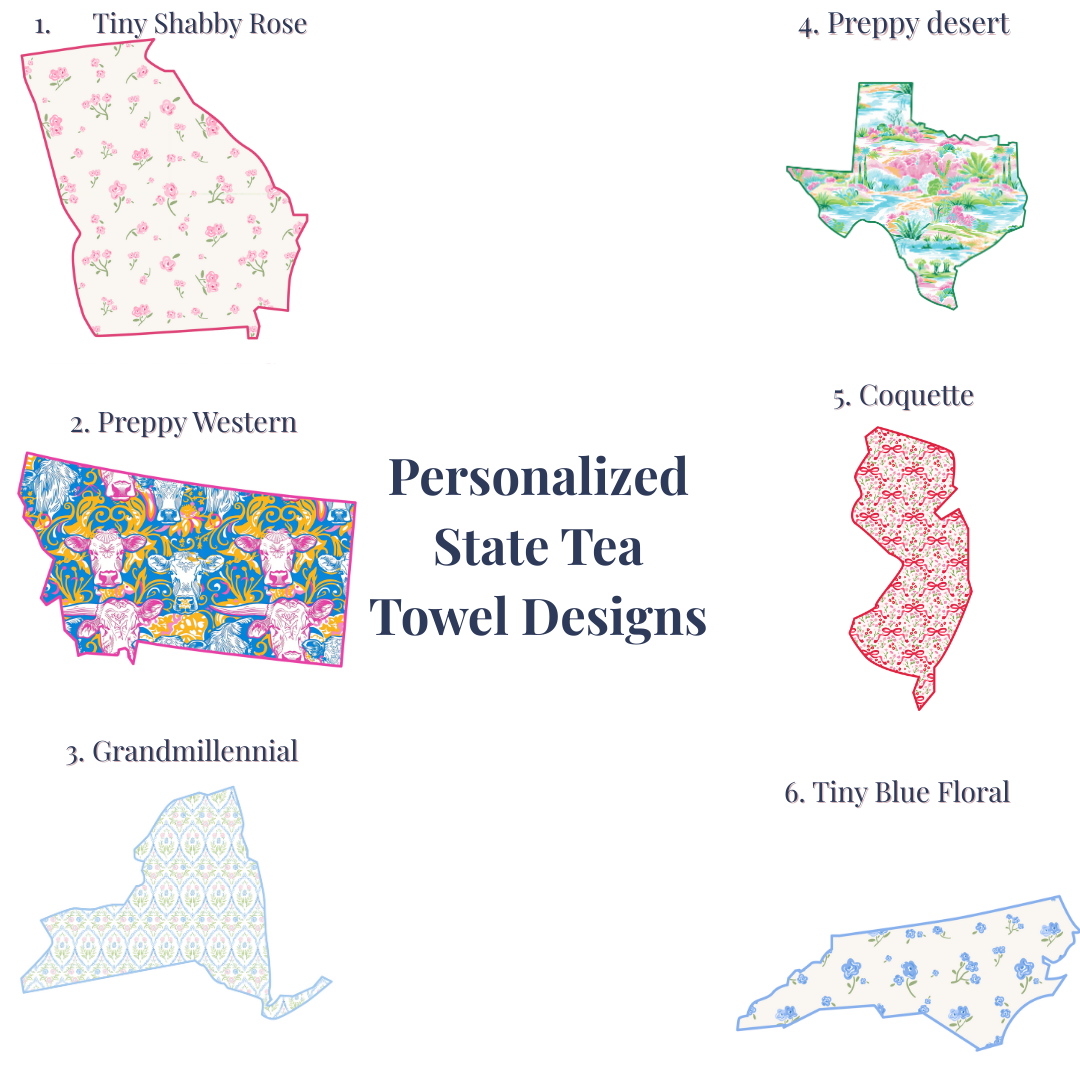 Personalized Preppy State Tea Towel