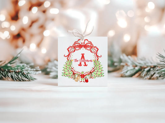 PRINTABLE Christmas Personalized Monogram Crest Gift Tags