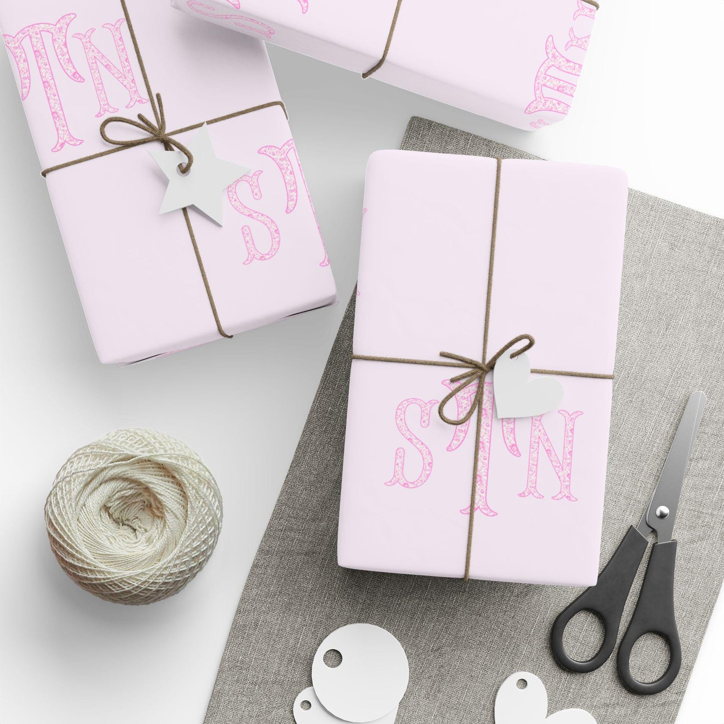 Custom Monogram Wrapping Paper Pink