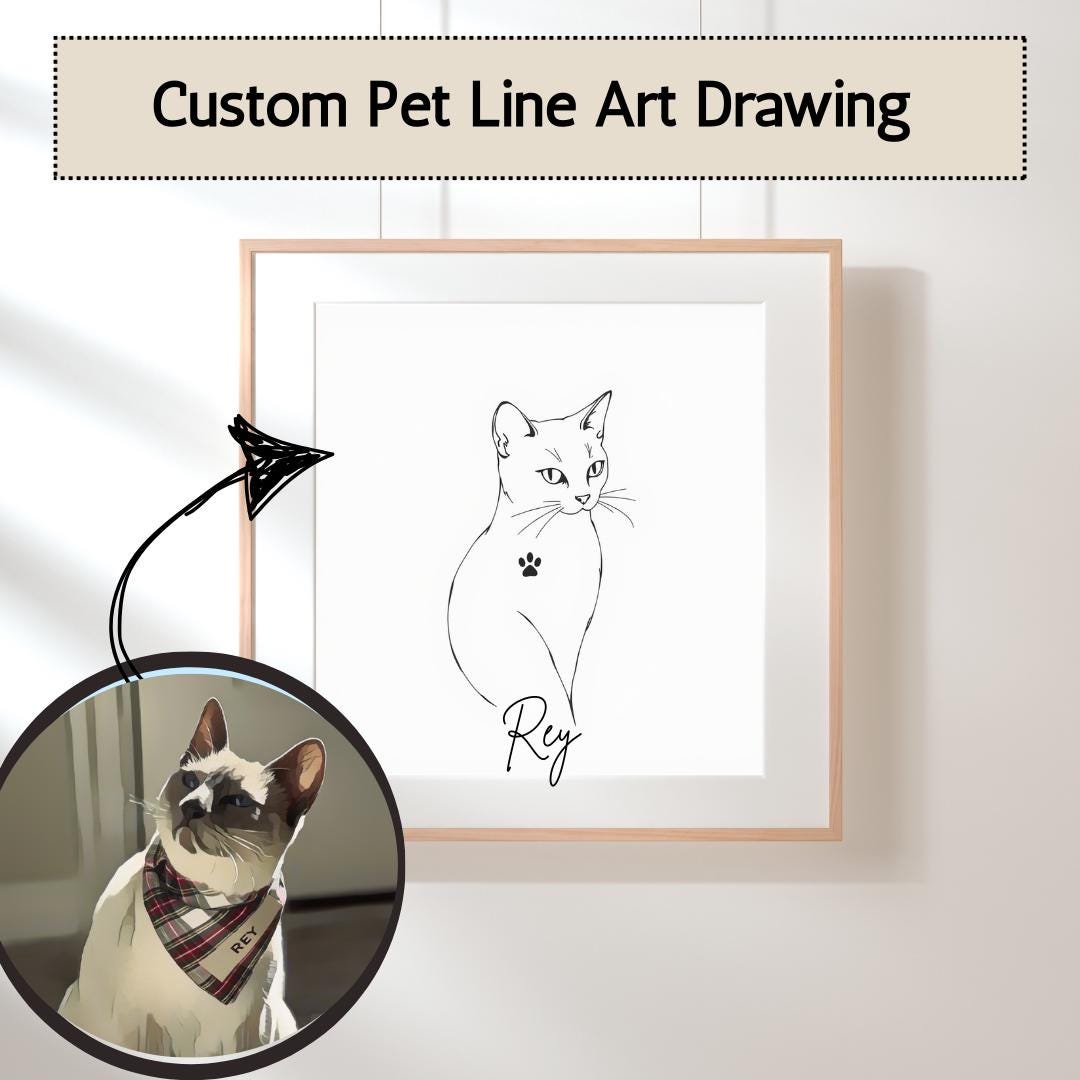 Custom Pet Line Art Portrait: Minimalist Pet Memorial (Digital Download)
