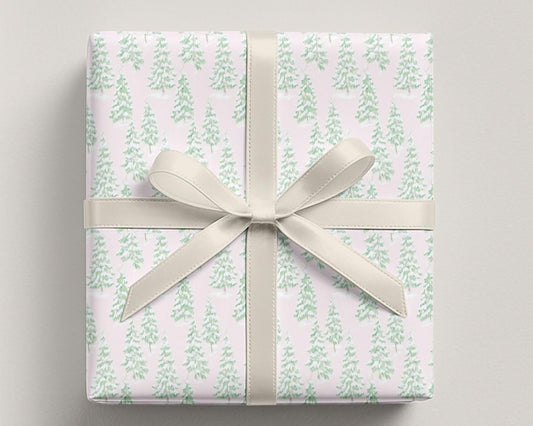 Pink Christmas Tree Wrapping Paper