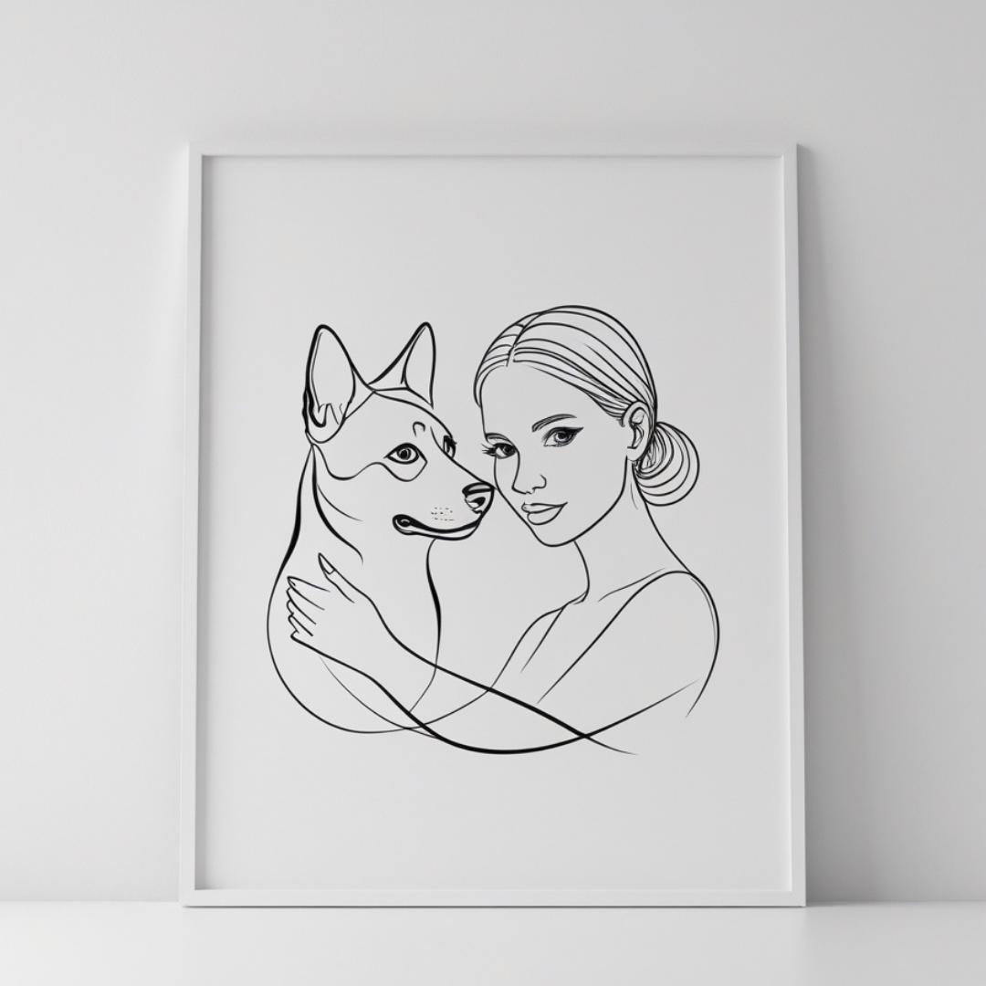 Custom Pet Line Art Portrait: Minimalist Pet Memorial (Digital Download)