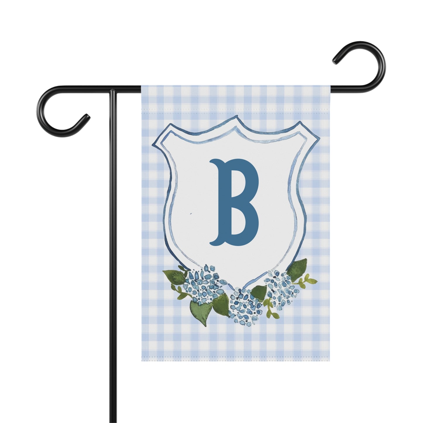Blue Hydrangea Garden Flag with Monogram