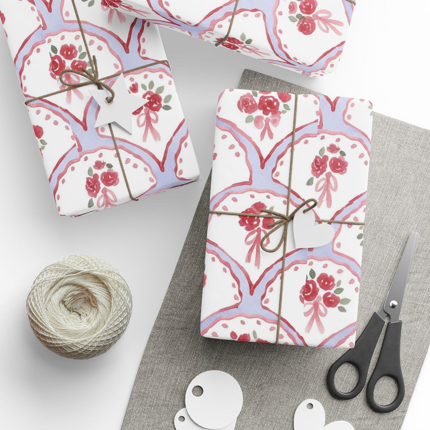 Watercolor Floral Valentines Day Wrapping Paper