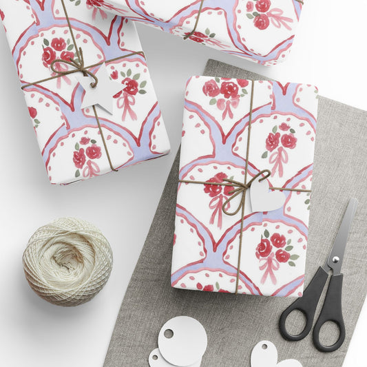 Watercolor Floral Valentines Day Wrapping Paper