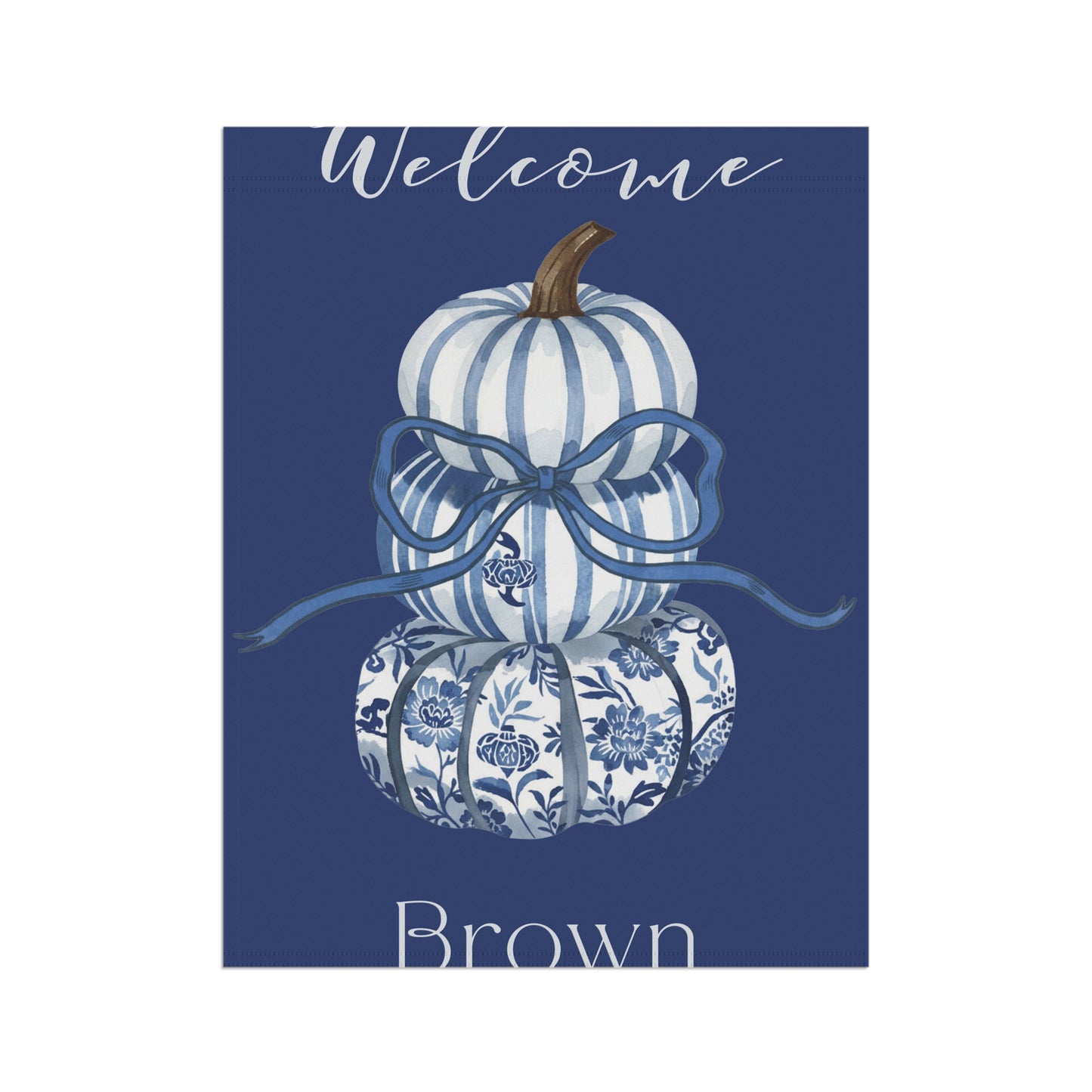 Blue Floral Pumpkin Welcome garden flag | House Banner