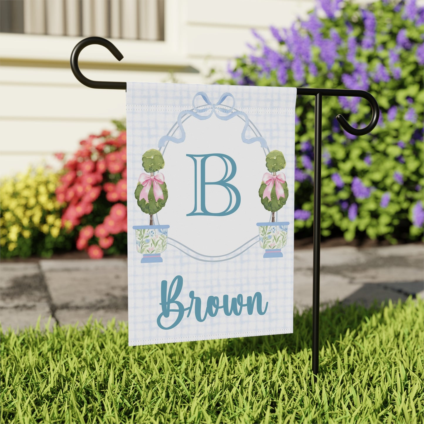 Personalized Preppy Topiary Garden Flag