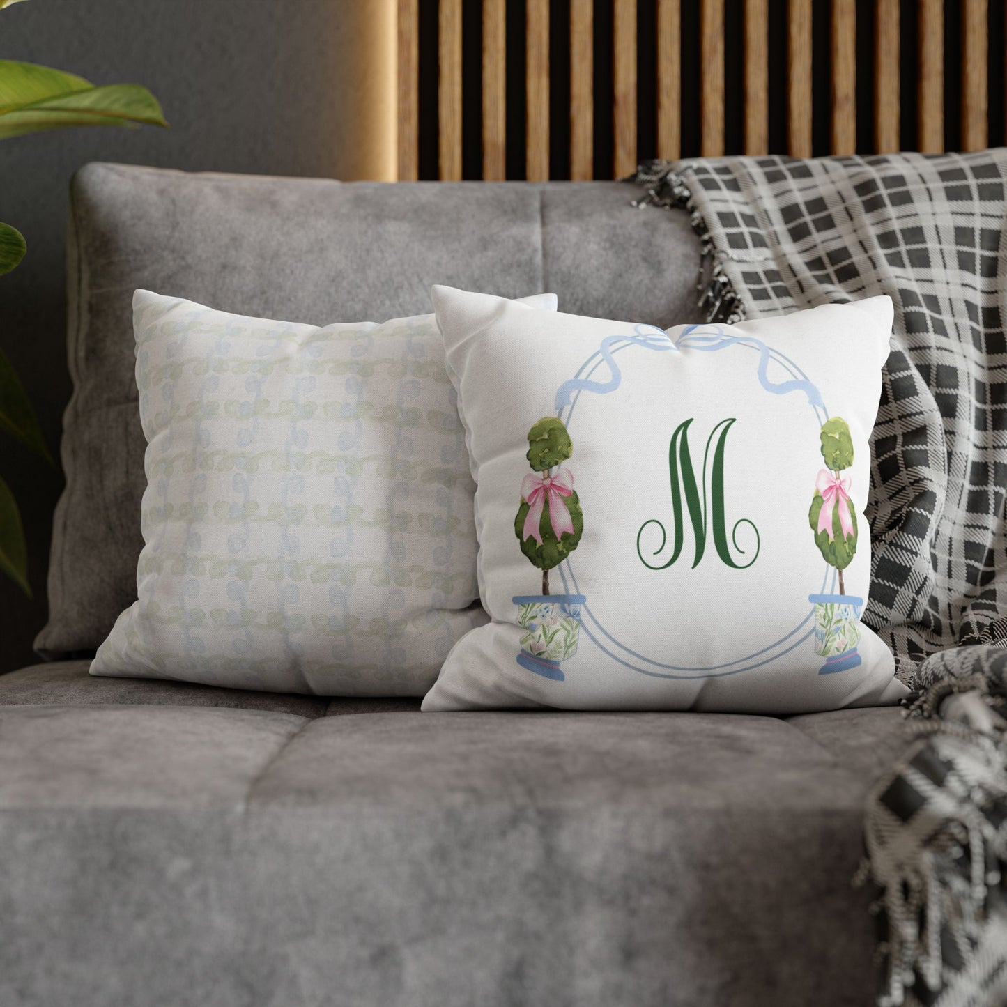 Green Script M Monogram Pillowcase