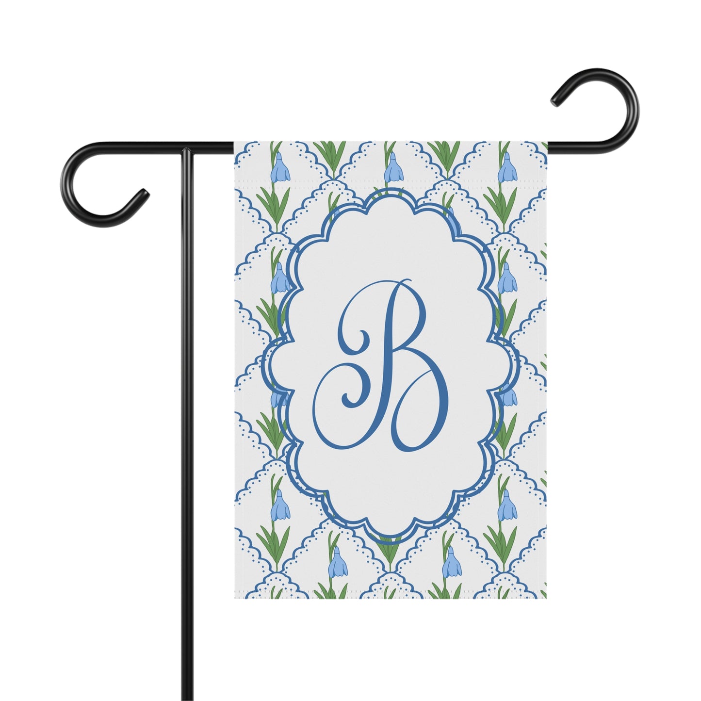 Blue Snowdrop Monogram Garden Flag