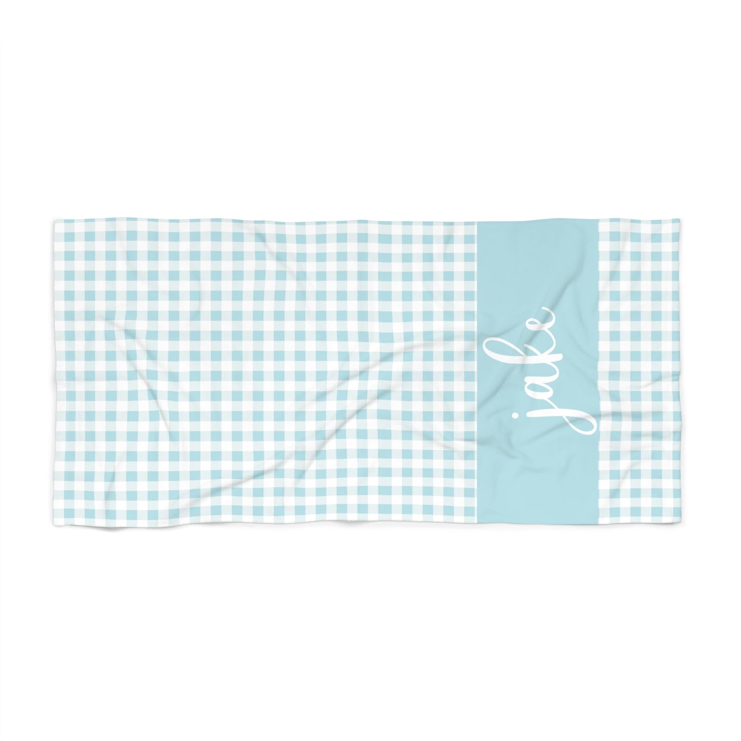 Blue Gingham Personalized Kids Beach Towel