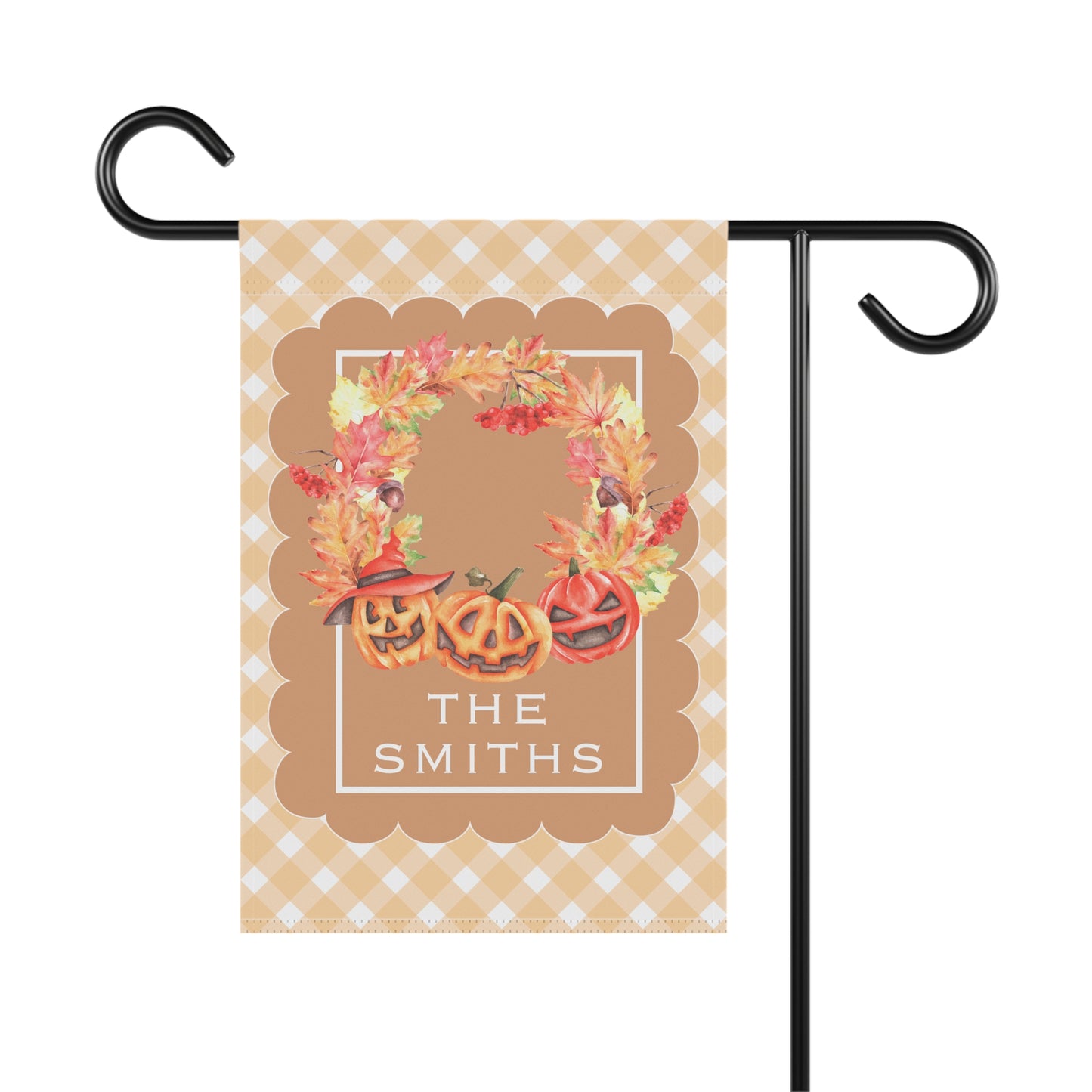 Autumn Pumpkin Wreath Garden Flag | Personalized Porch Banner