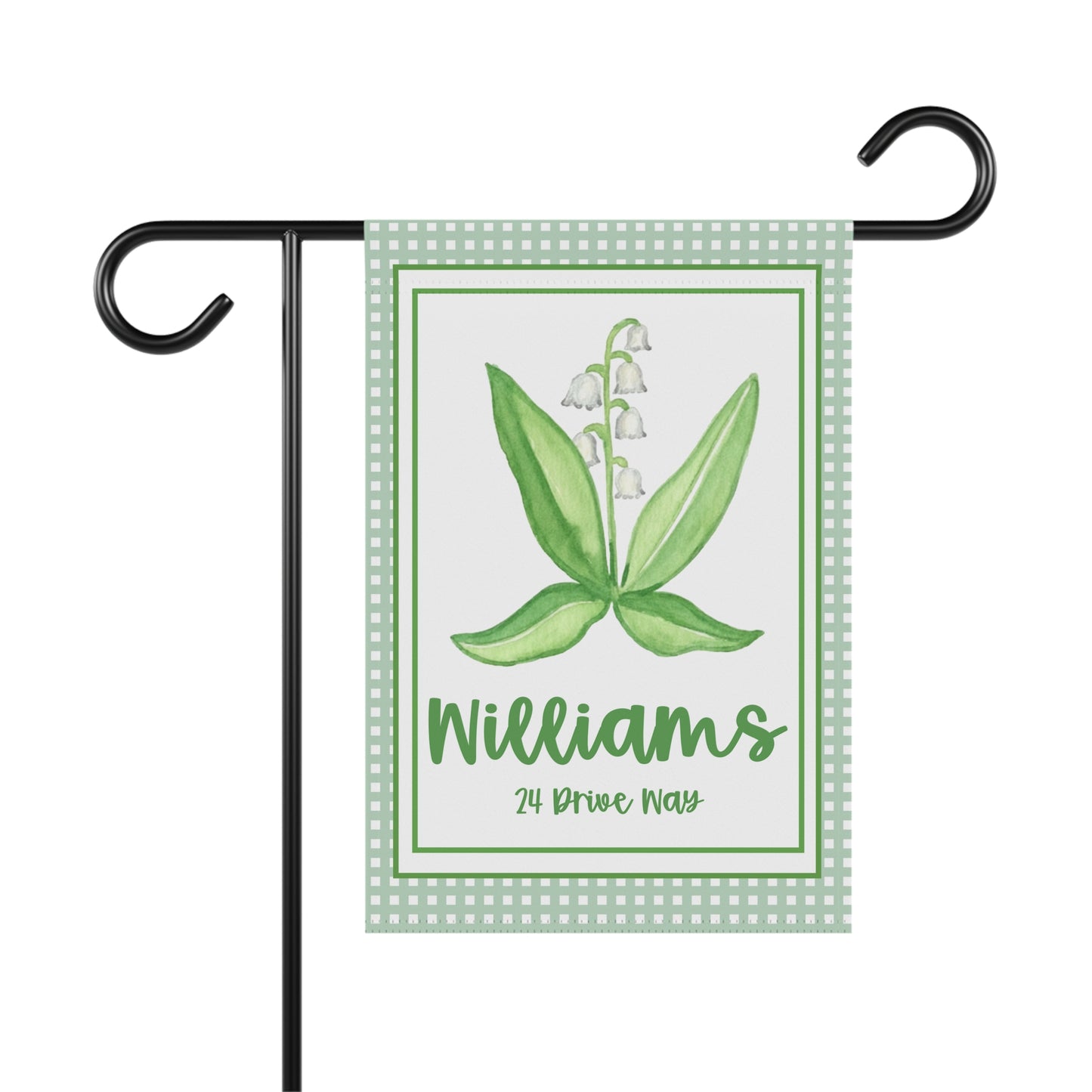 Lily of the Valley Personalized Garden Flag with Name & Address