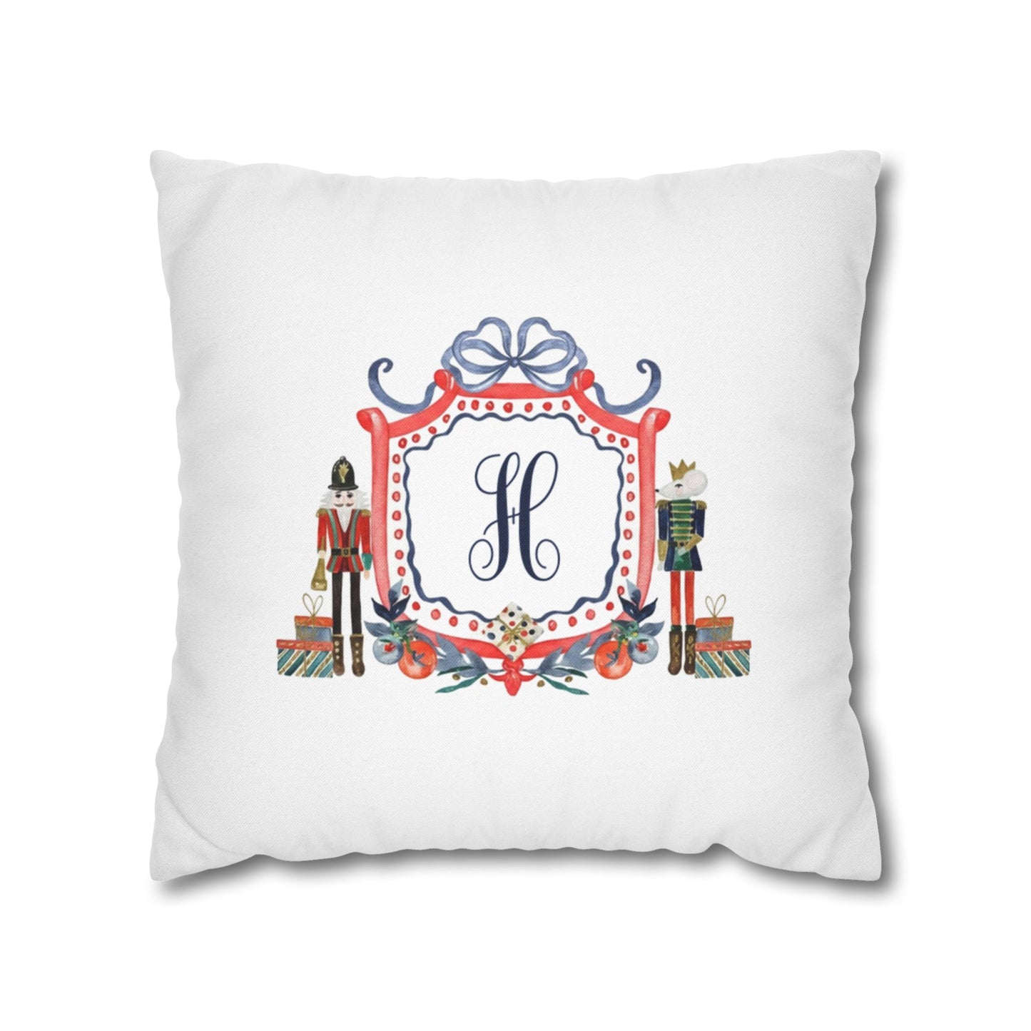 Monogram H Crest Pillowcase | Nutcracker Frame Decorative Pillowcase