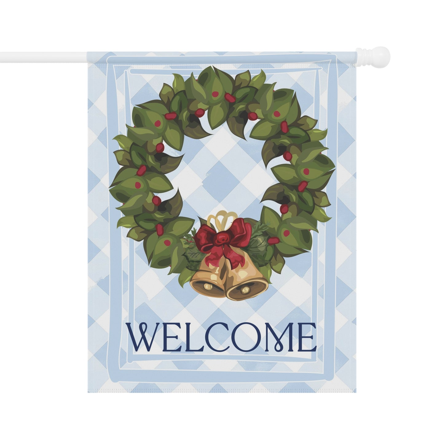 Wreath with Bells Welcome Garden Flag | House Banner, Christmas Porch Decor