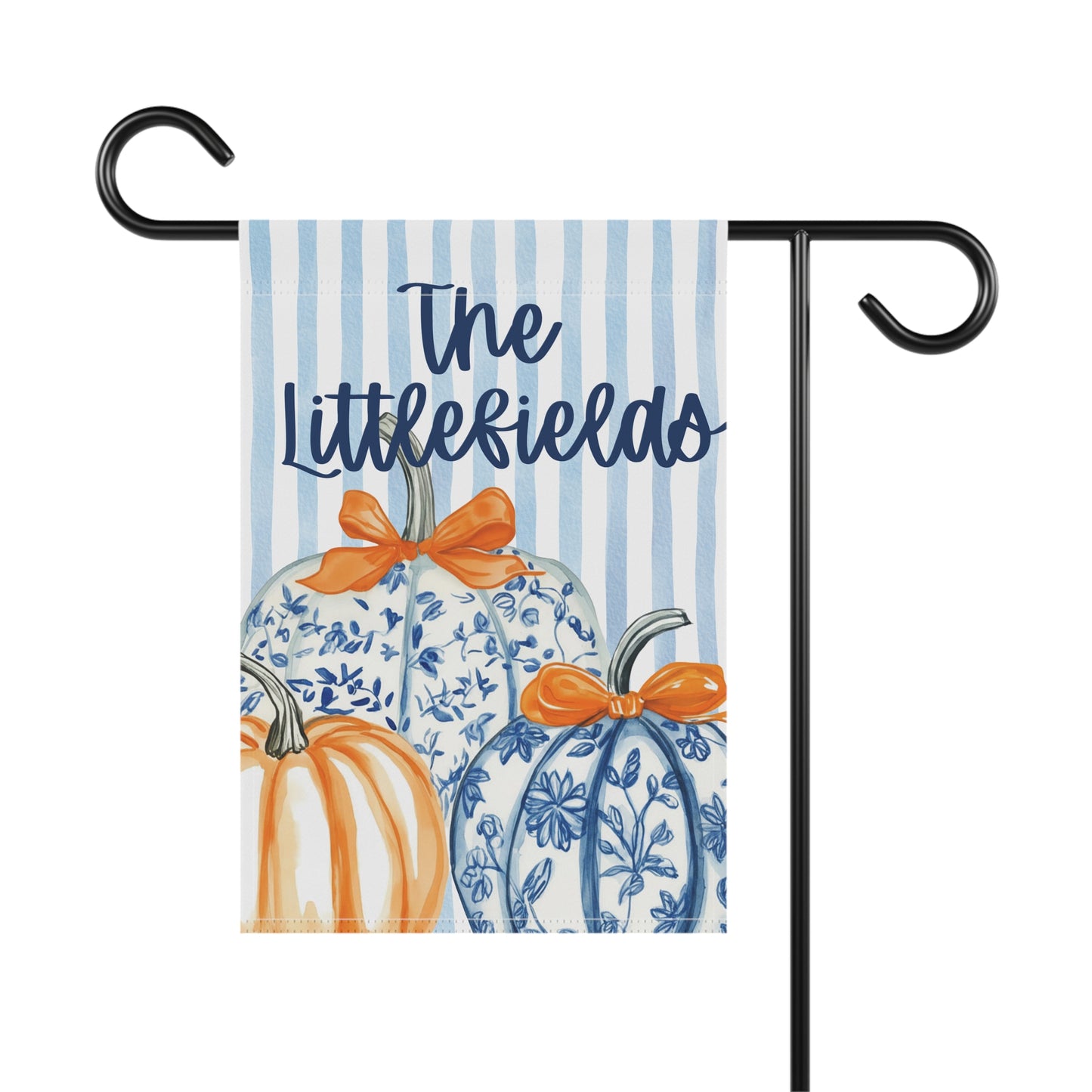 Blue Floral Pumpkins Garden Flag |