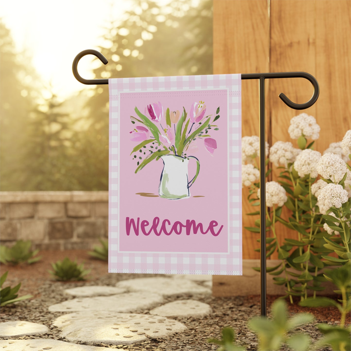 Tulip Vase Welcome Garden Flag
