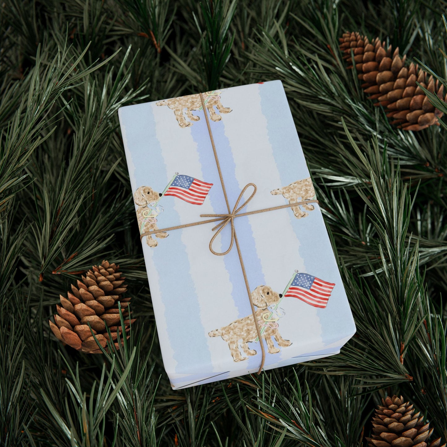 Patriotic Dog Gift Wrap 4th of July
