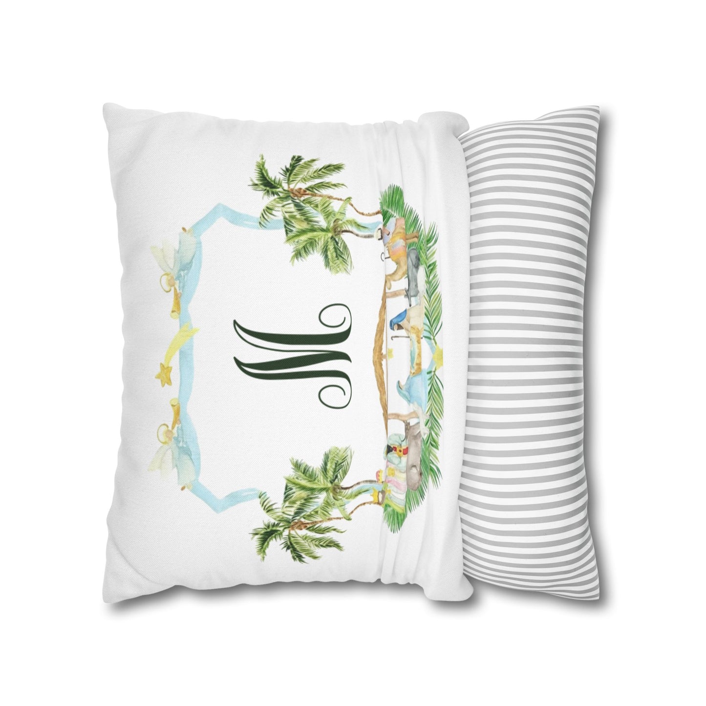 Monogram M Palm Trees Nativity Pillowcase | Square Pillowcase