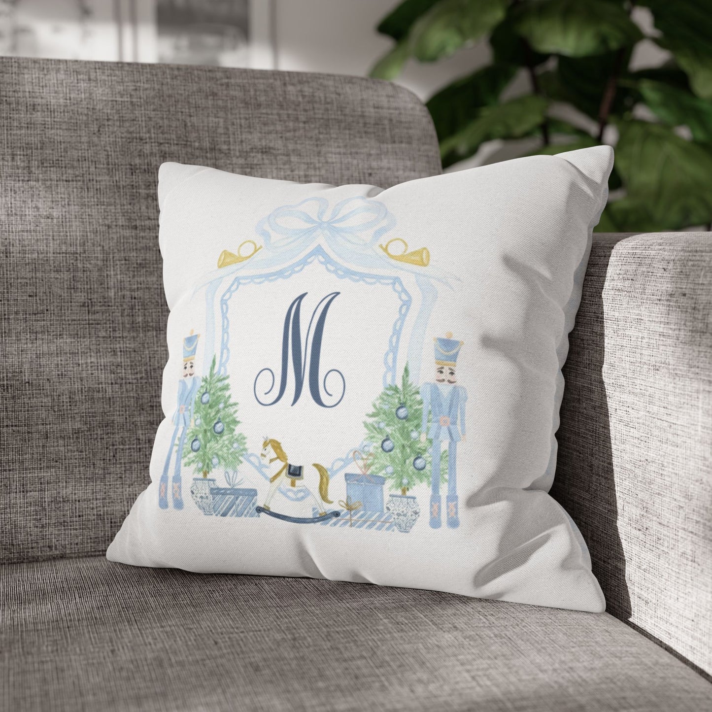 Monogram M Nutcracker Pillowcase | Square Accent Pillowcase