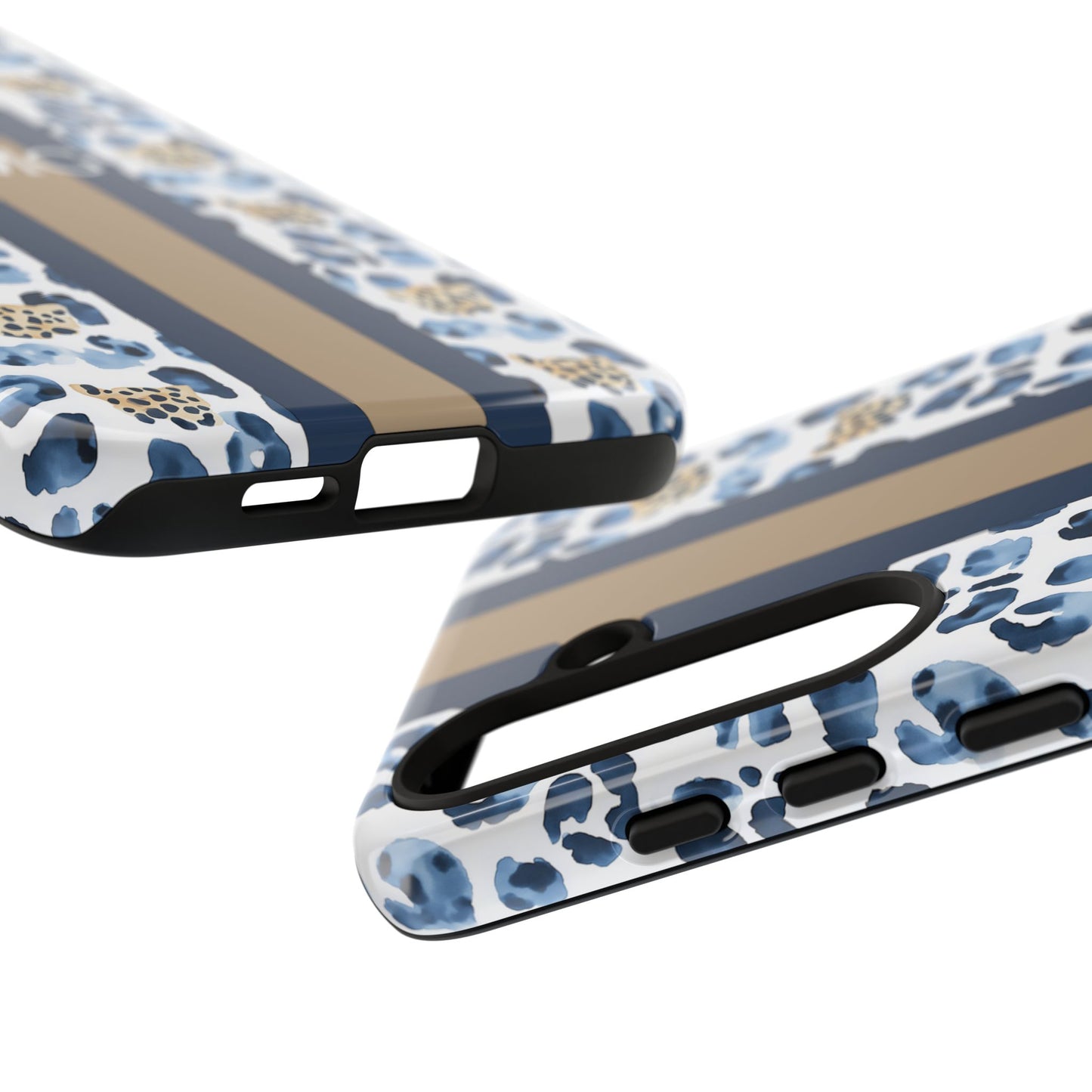 Blue Leopard Monogram Phone Case