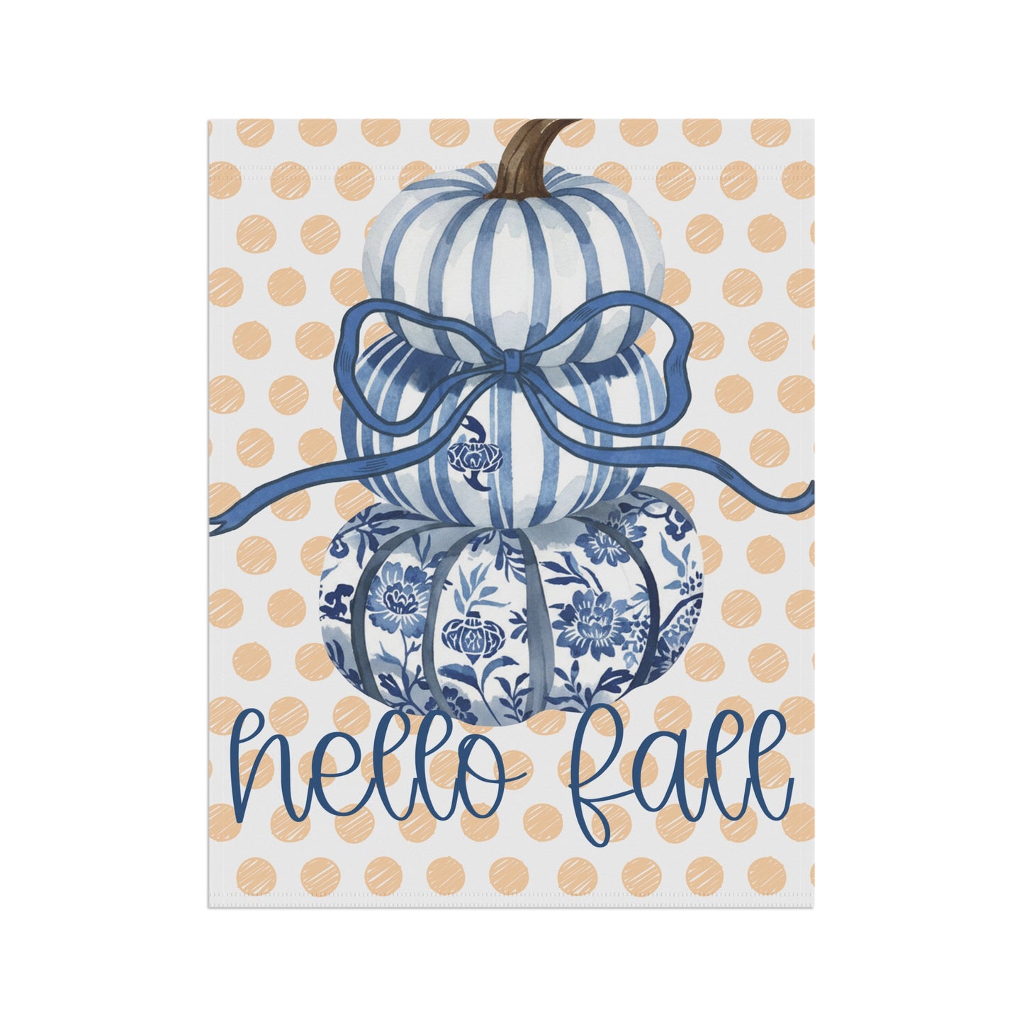 Blue Floral Pumpkins Hello Fall Garden Flag | House Banner