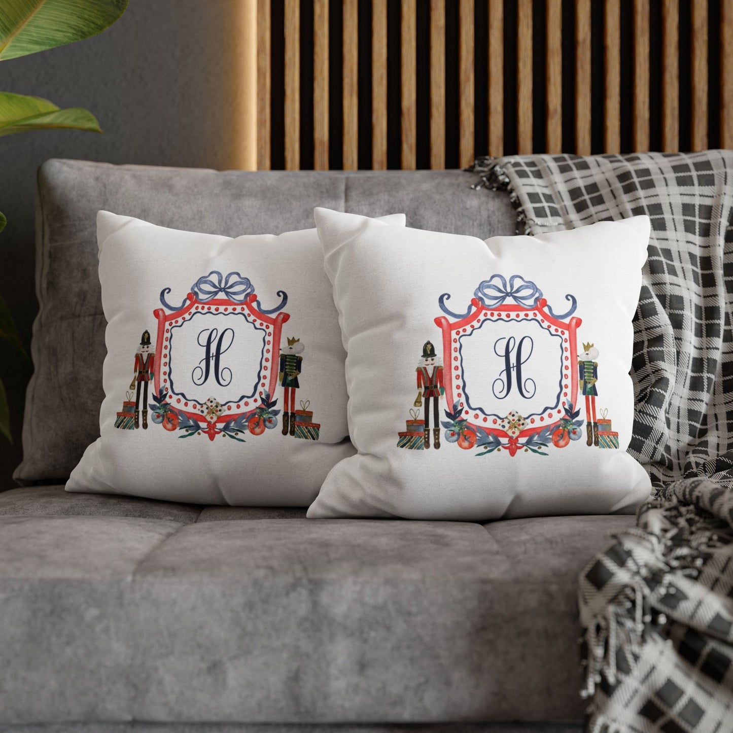 Monogram H Crest Pillowcase | Nutcracker Frame Decorative Pillowcase