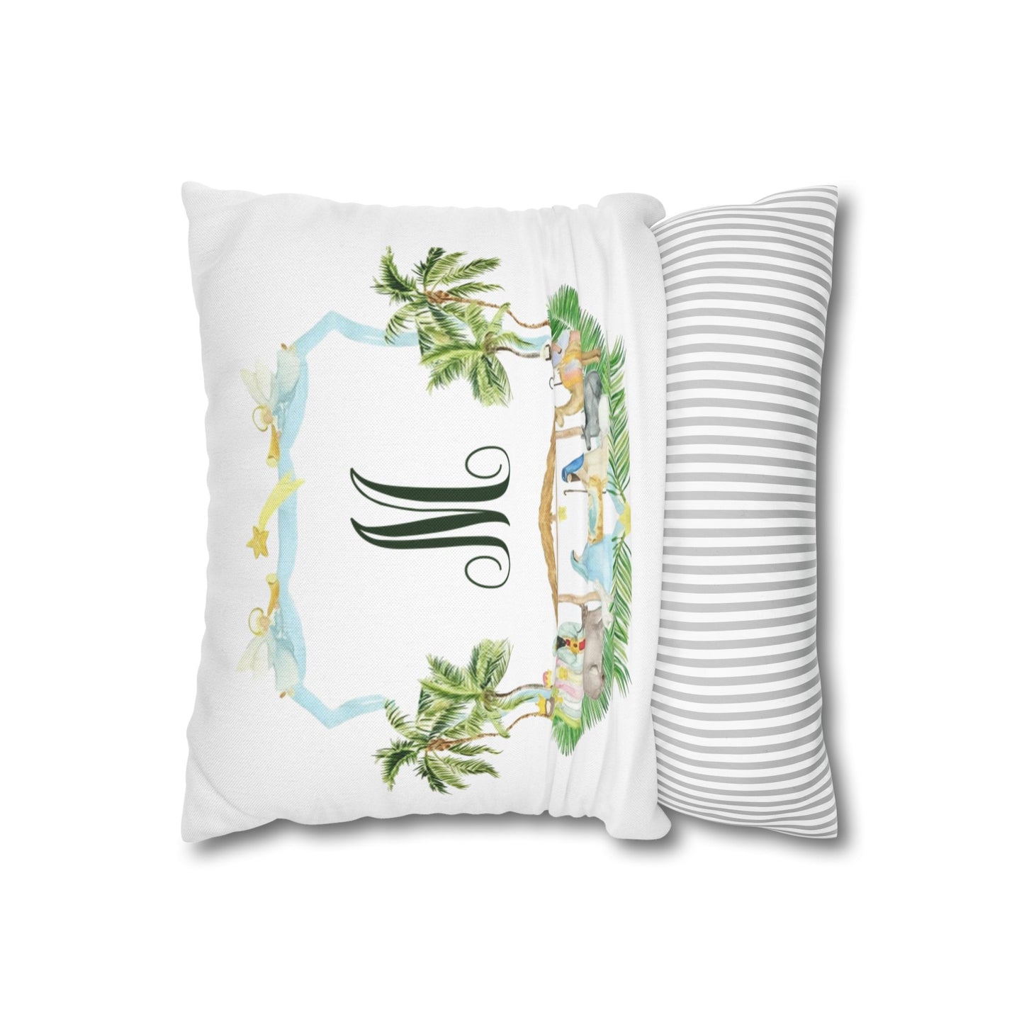 Monogram M Palm Trees Nativity Pillowcase | Square Pillowcase