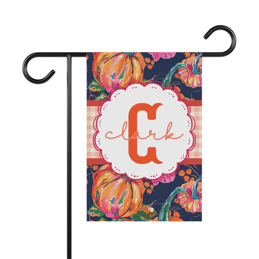 Personalized Pumpkin Garden Flag  Custom Fall Yard Flag  Autumn Porch Decor with Name  Monogram Outdoor Flag  Thanksgiving Housewarming Gift