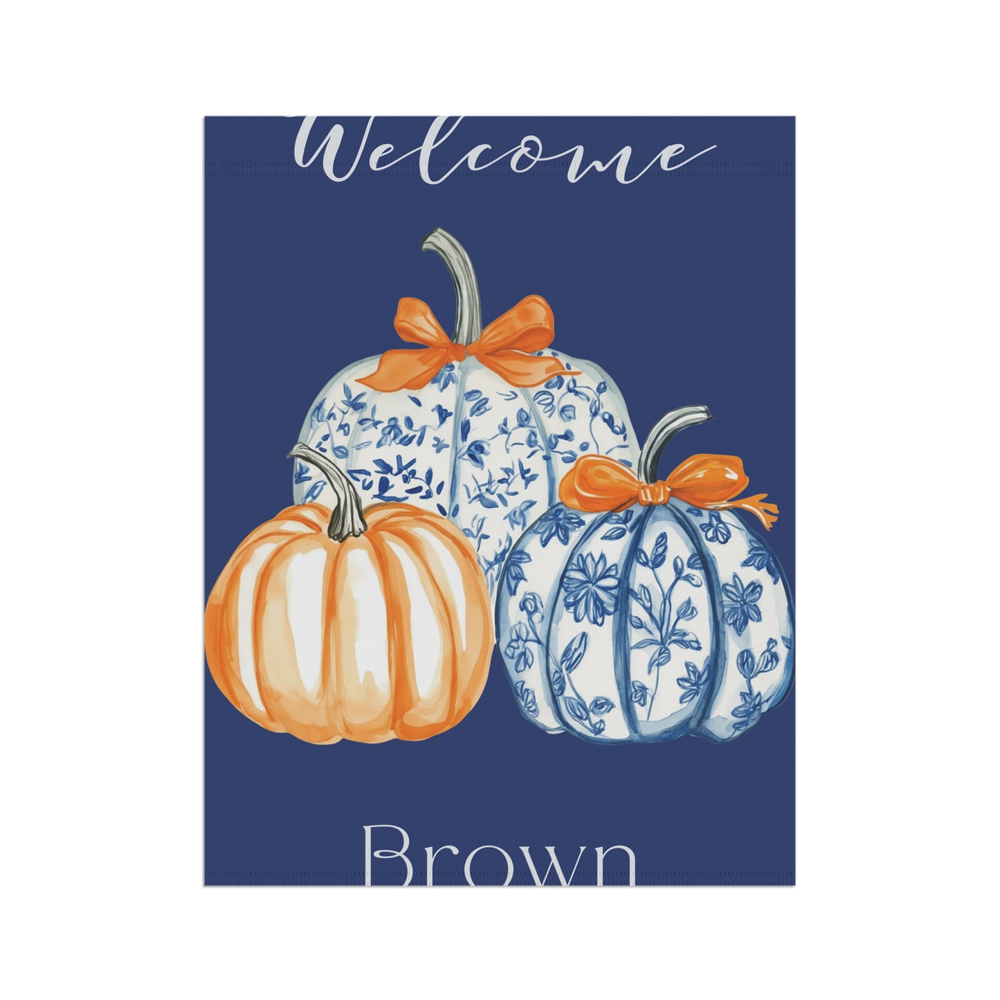 Blue Floral Pumpkins Garden Flag | Welcome House Banner