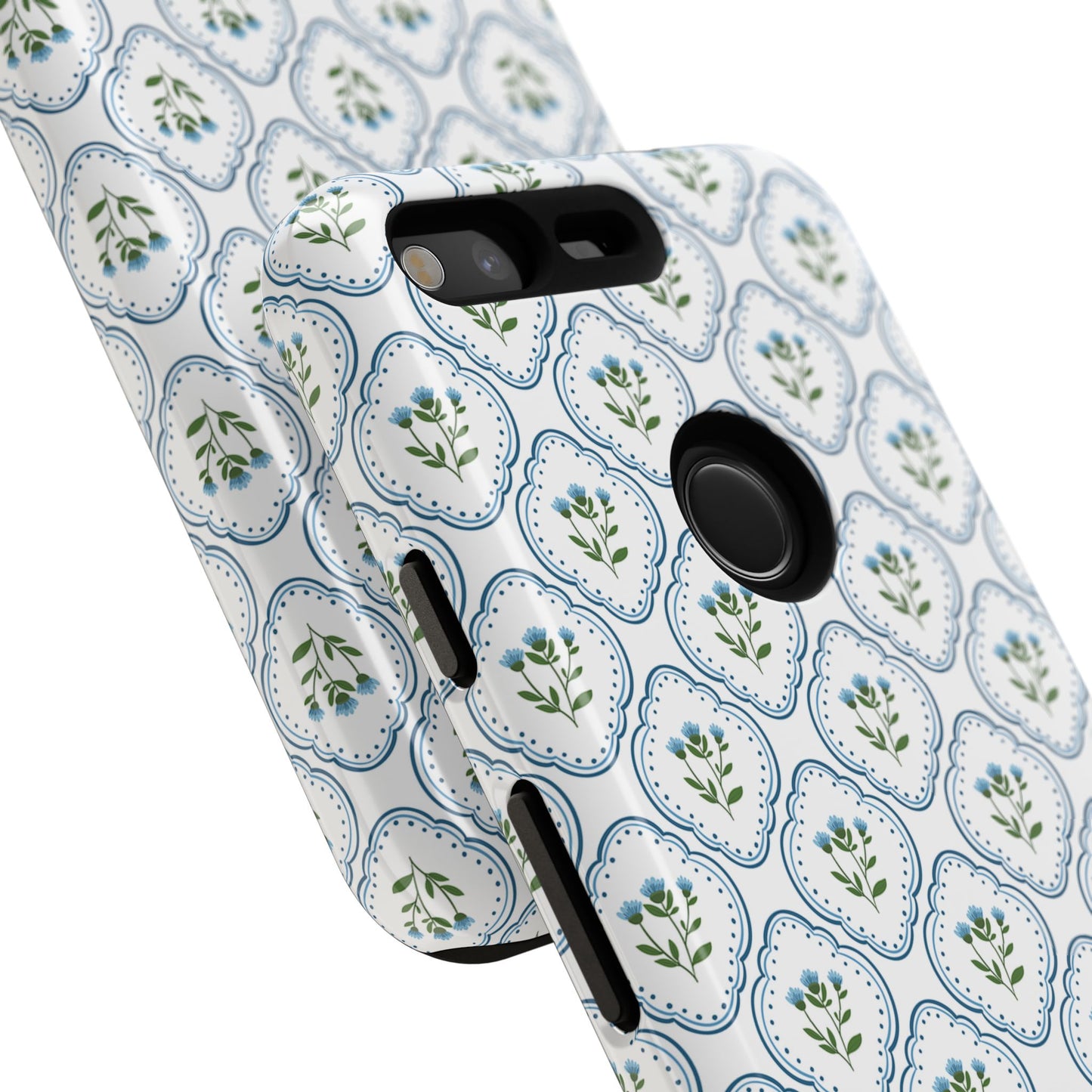 Blue Cottage Floral Monogram phone case