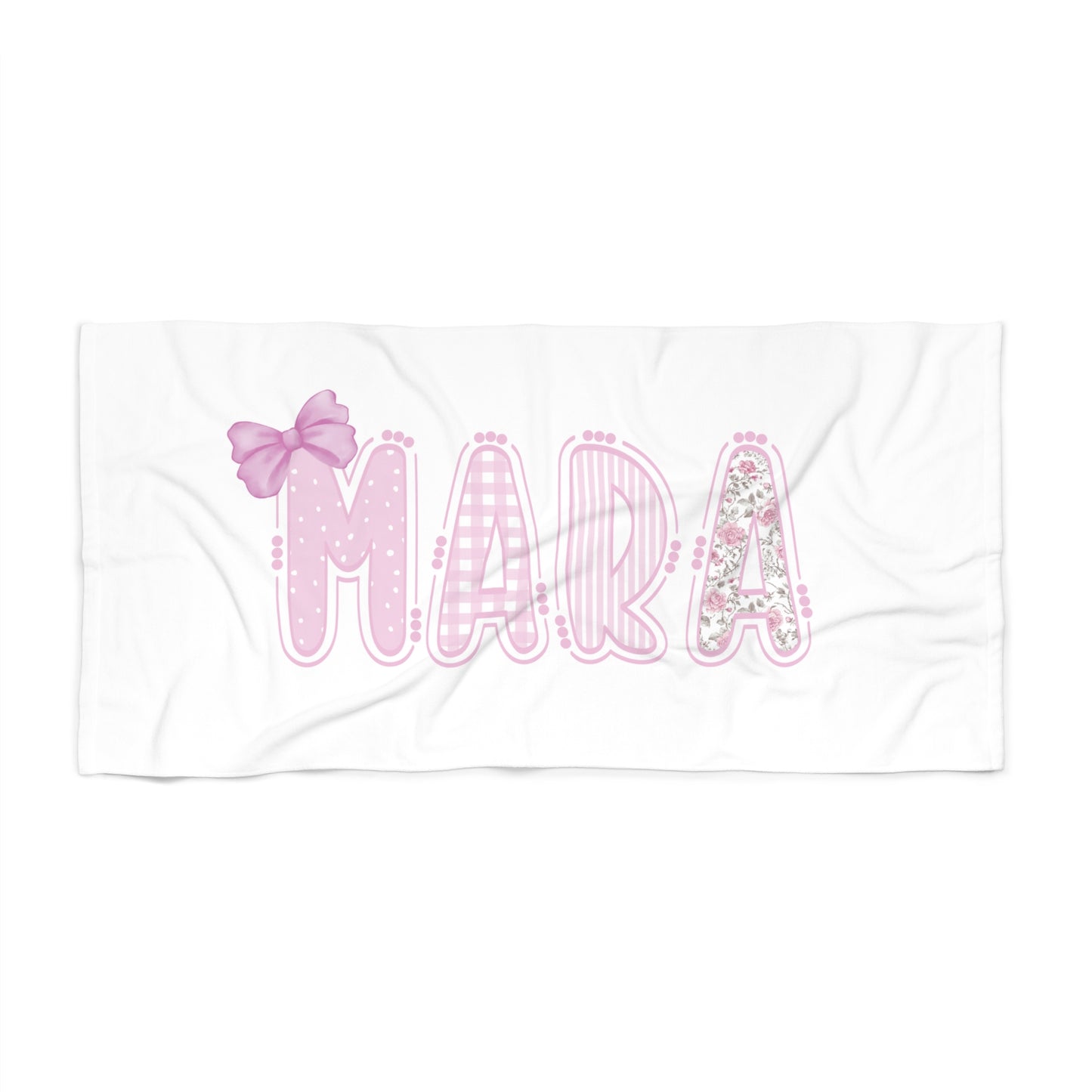 Personalized Pink Coquette Beach Towel