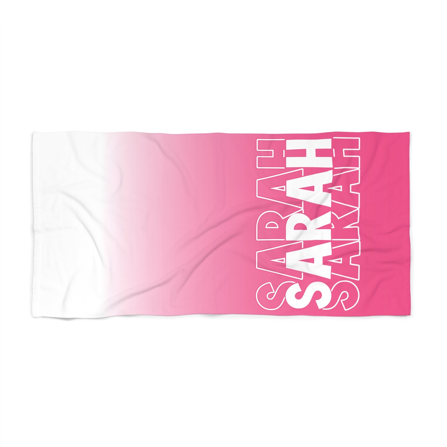 Personalized Dark Pink Ombre Beach Towel