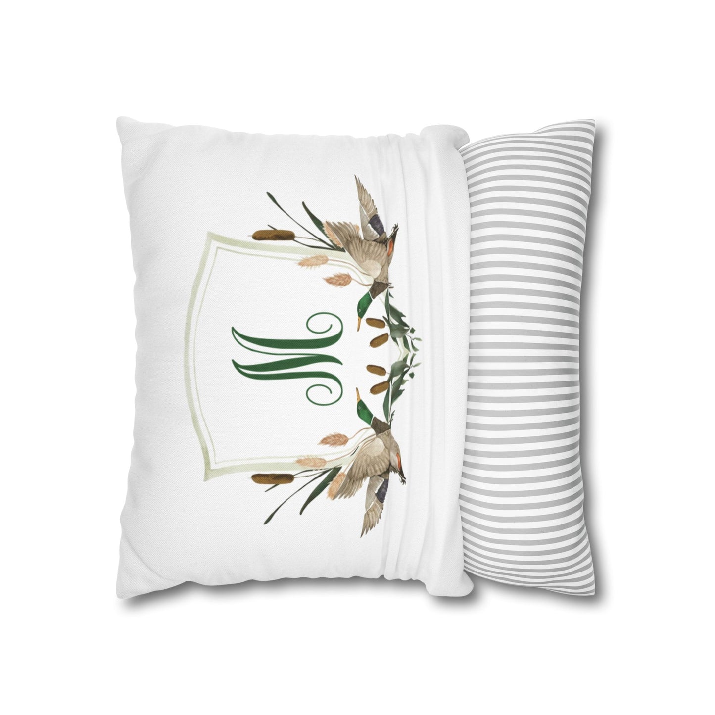 Monogram M Wreath Pillow | Decorative Square Pillowcase