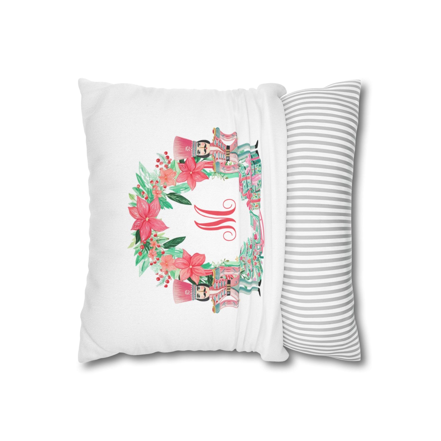 Pink Nutcracker Wreath M Pillowcase | Square Pillowcase