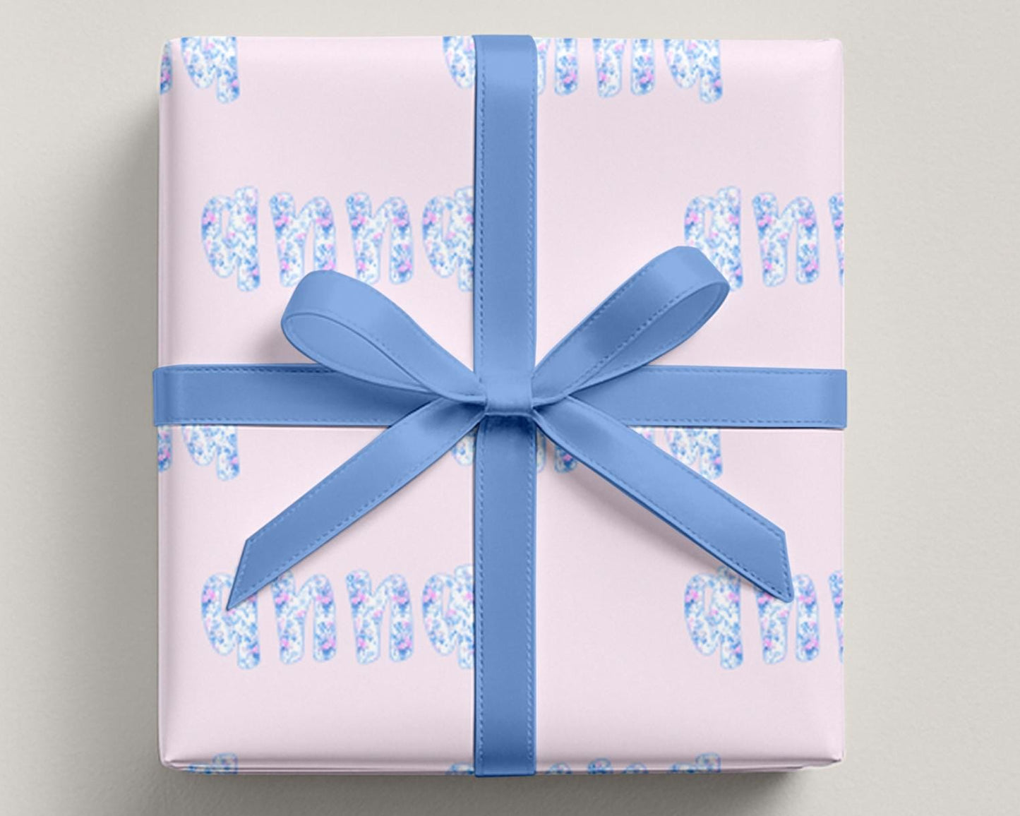 Pink Floral Personalized Name Gift Wrap