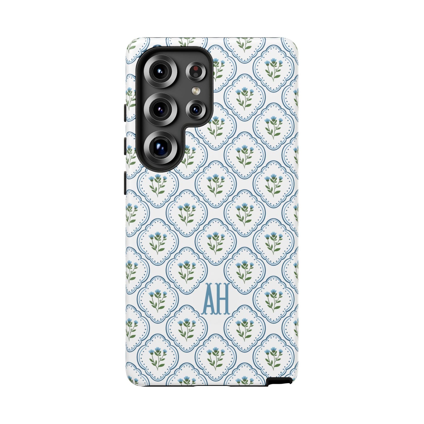 Blue Cottage Floral Monogram phone case