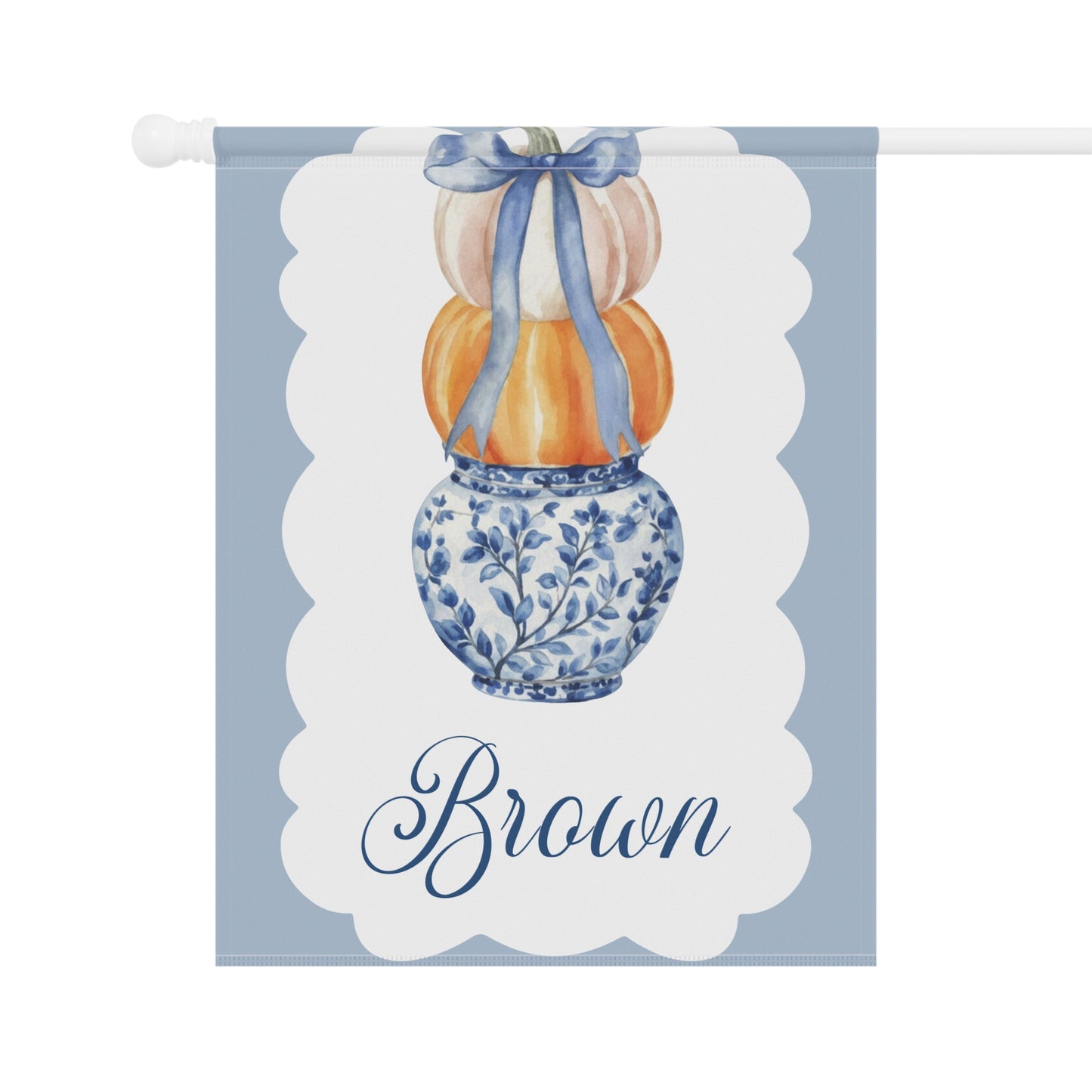 Blue Chinoiserie Pumpkin Stack Garden Flag | Garden Banner