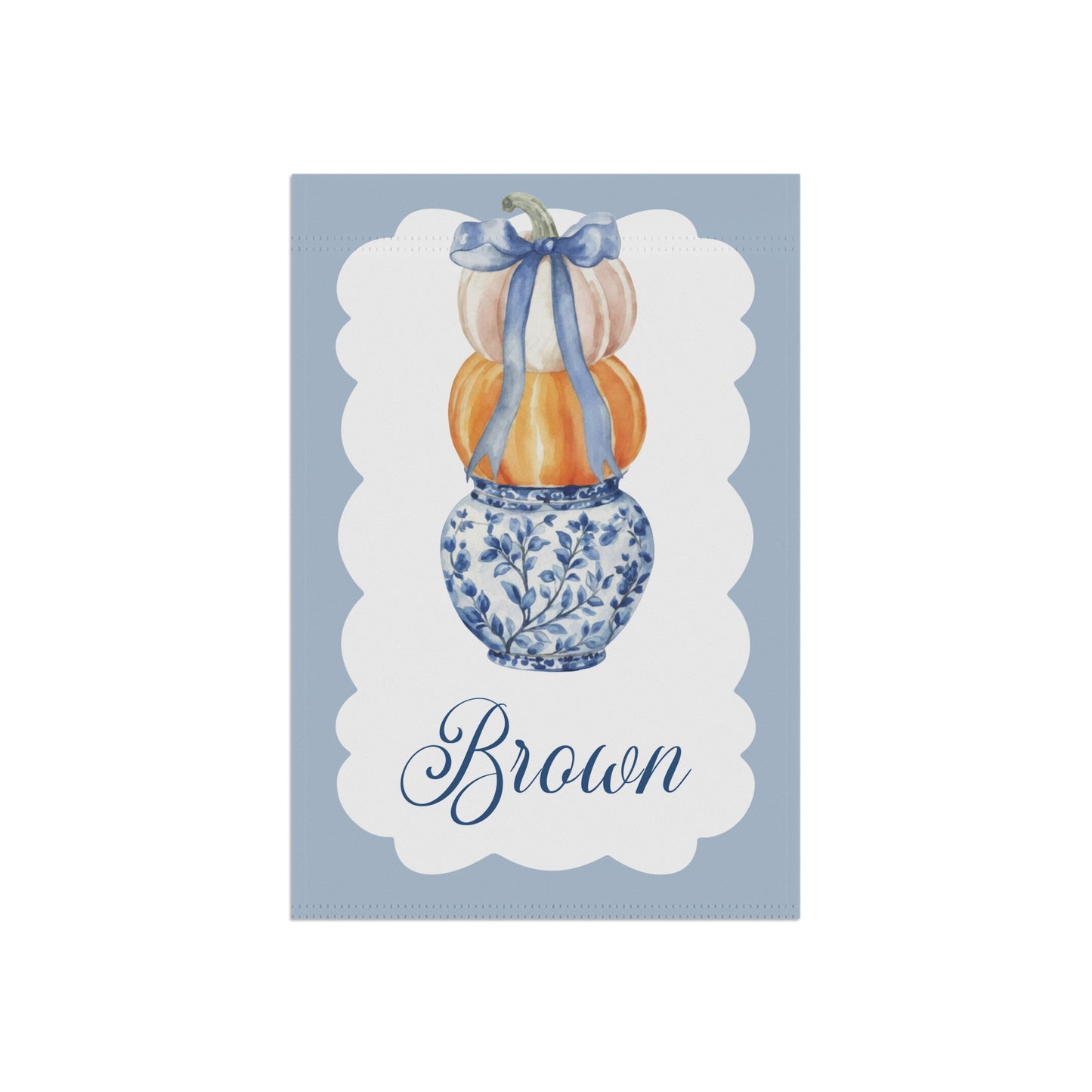 Blue Chinoiserie Pumpkin Stack Garden Flag | Garden Banner