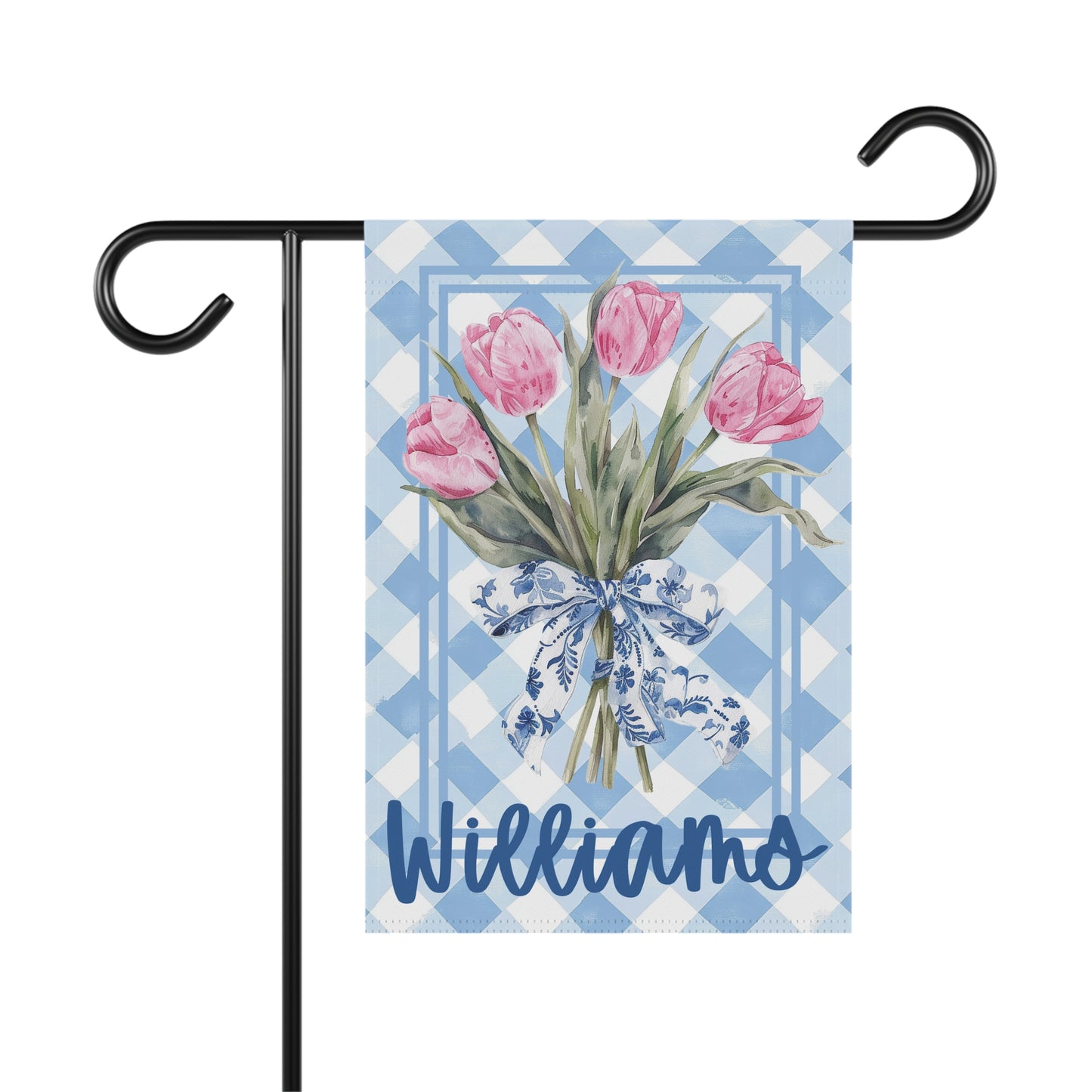 Personalized Chinoiserie Tulip Garden Flag