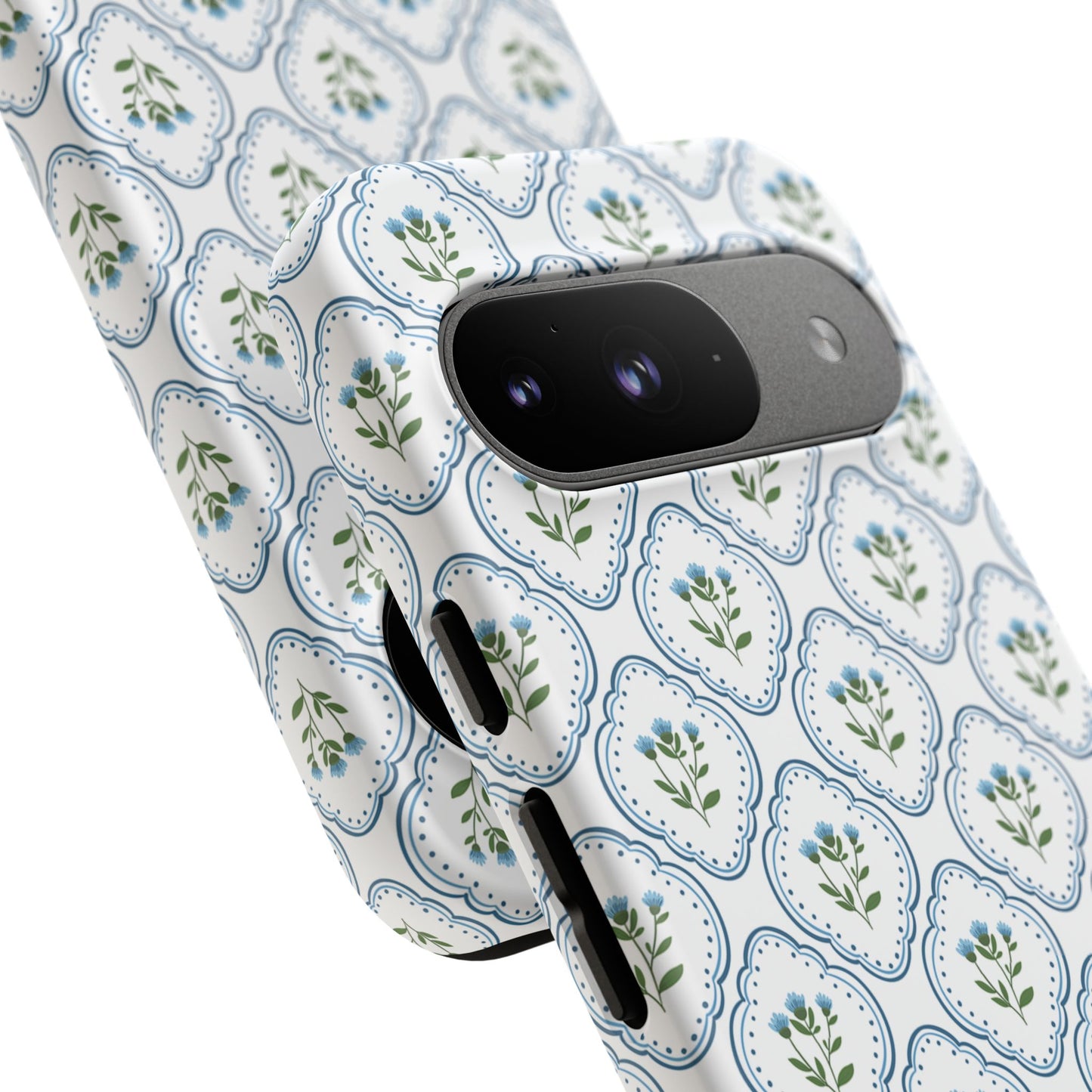Blue Cottage Floral Monogram phone case