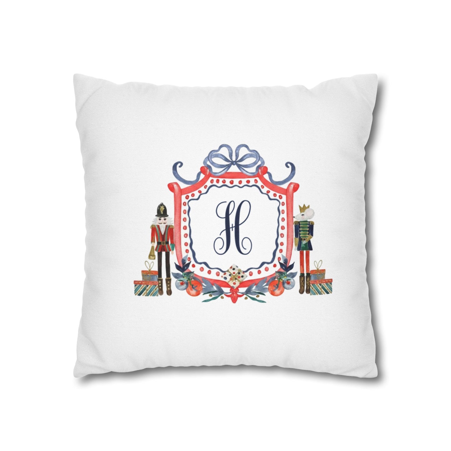 Monogram H Crest Pillowcase | Nutcracker Frame Decorative Pillowcase