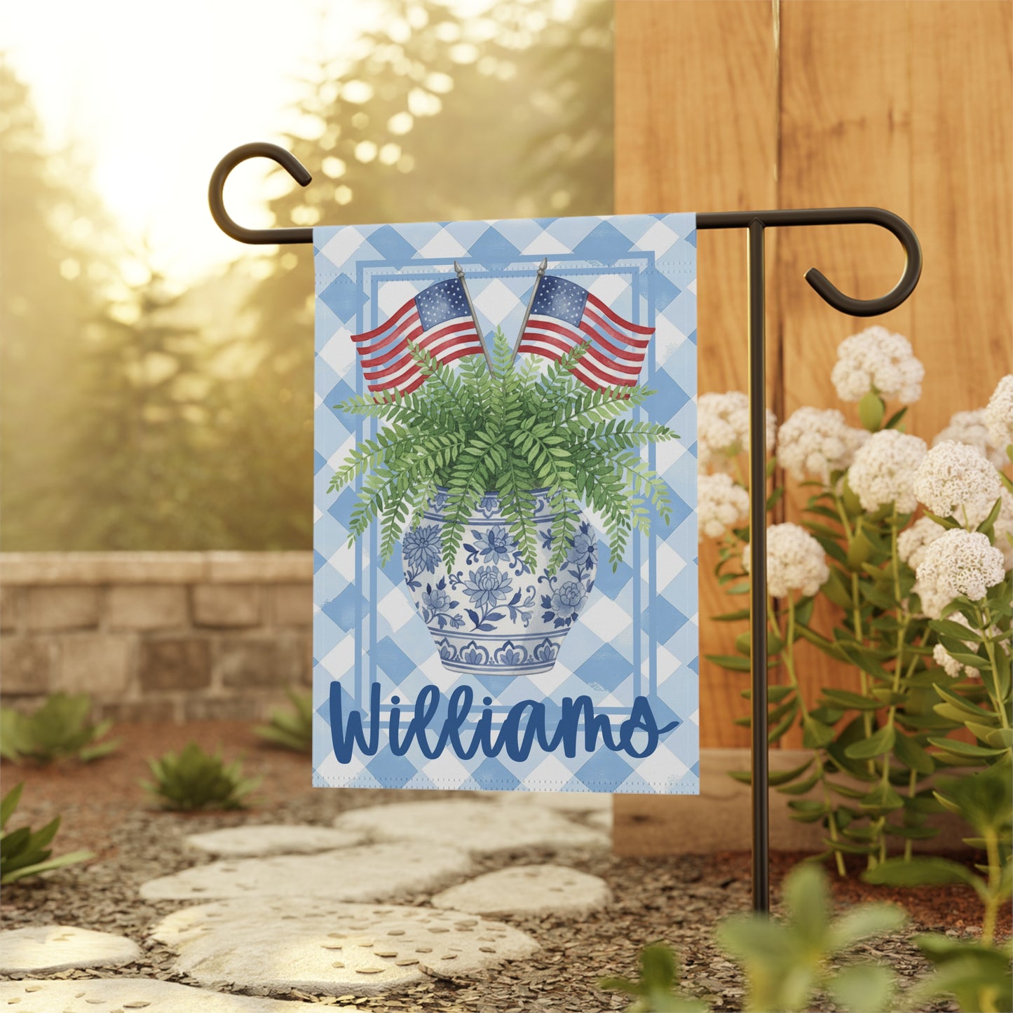 Patriotic Chinoiserie Garden Flag Personalized