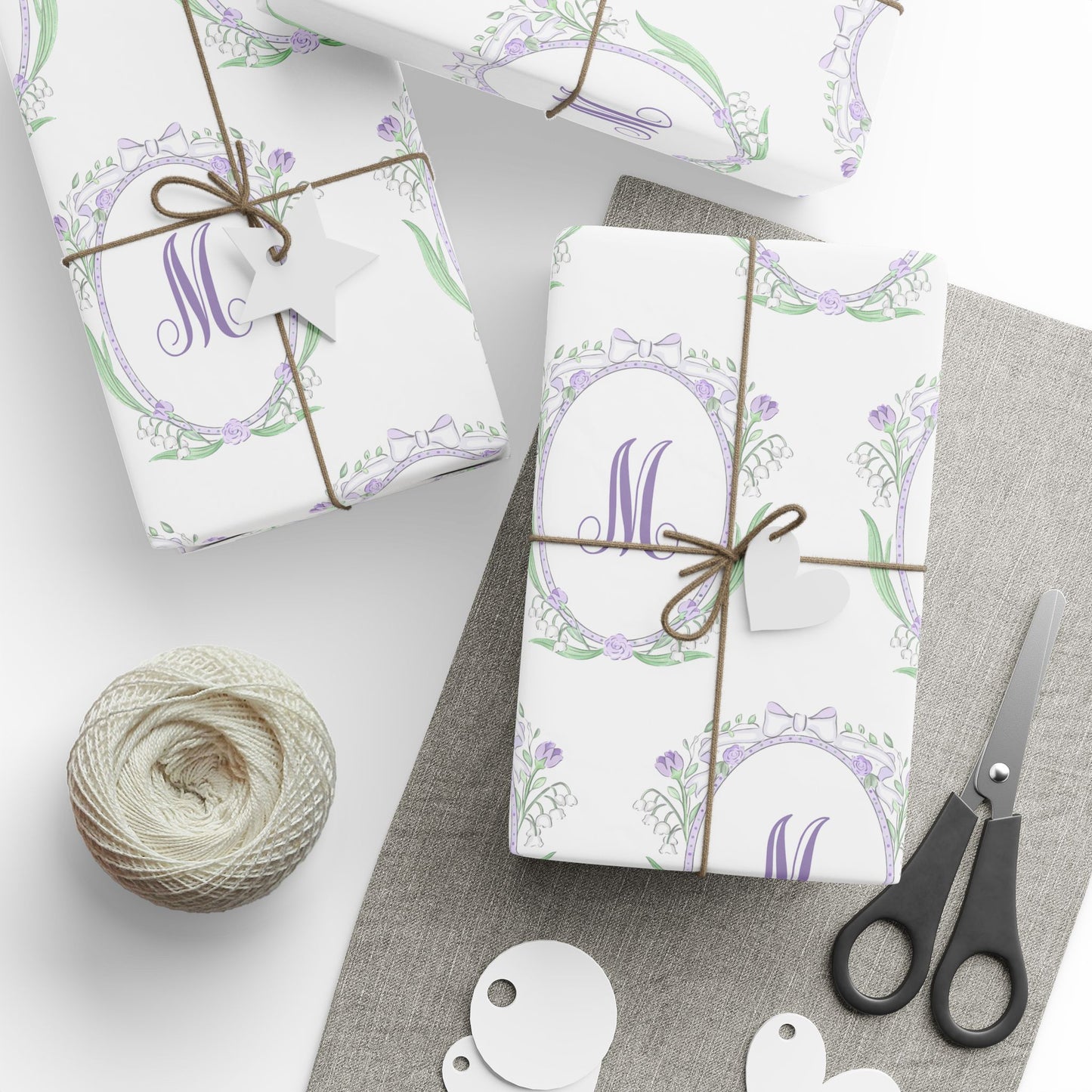 Lavender Lily of the Valley Monogram Wrapping Paper