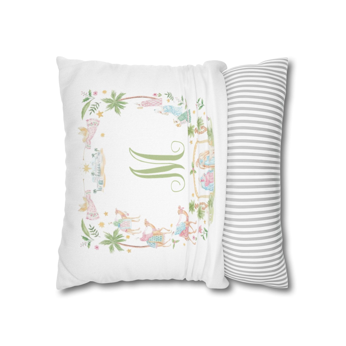 Floral Monogram M Pillowcase, Square Pillowcase