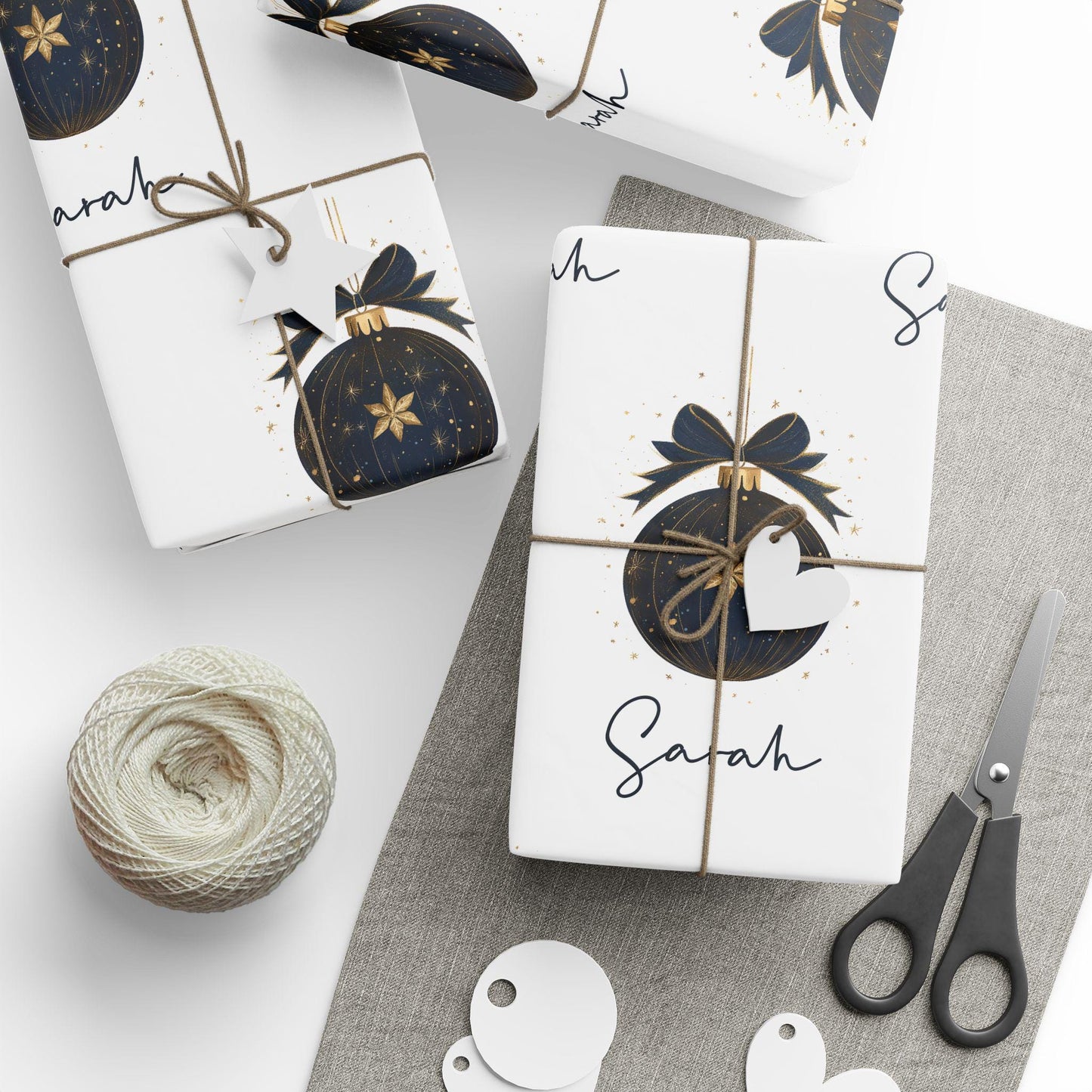 Personalized Black and Gold Christmas Wrapping Paper