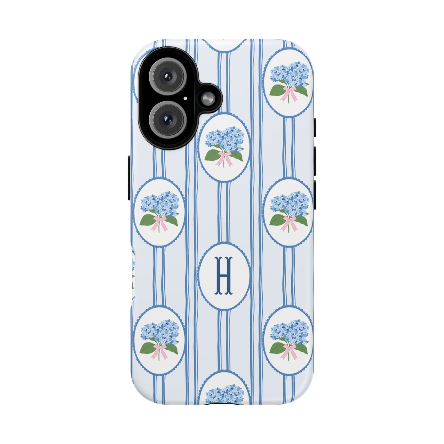 Blue Hydrangea Personalized Preppy Phone Case