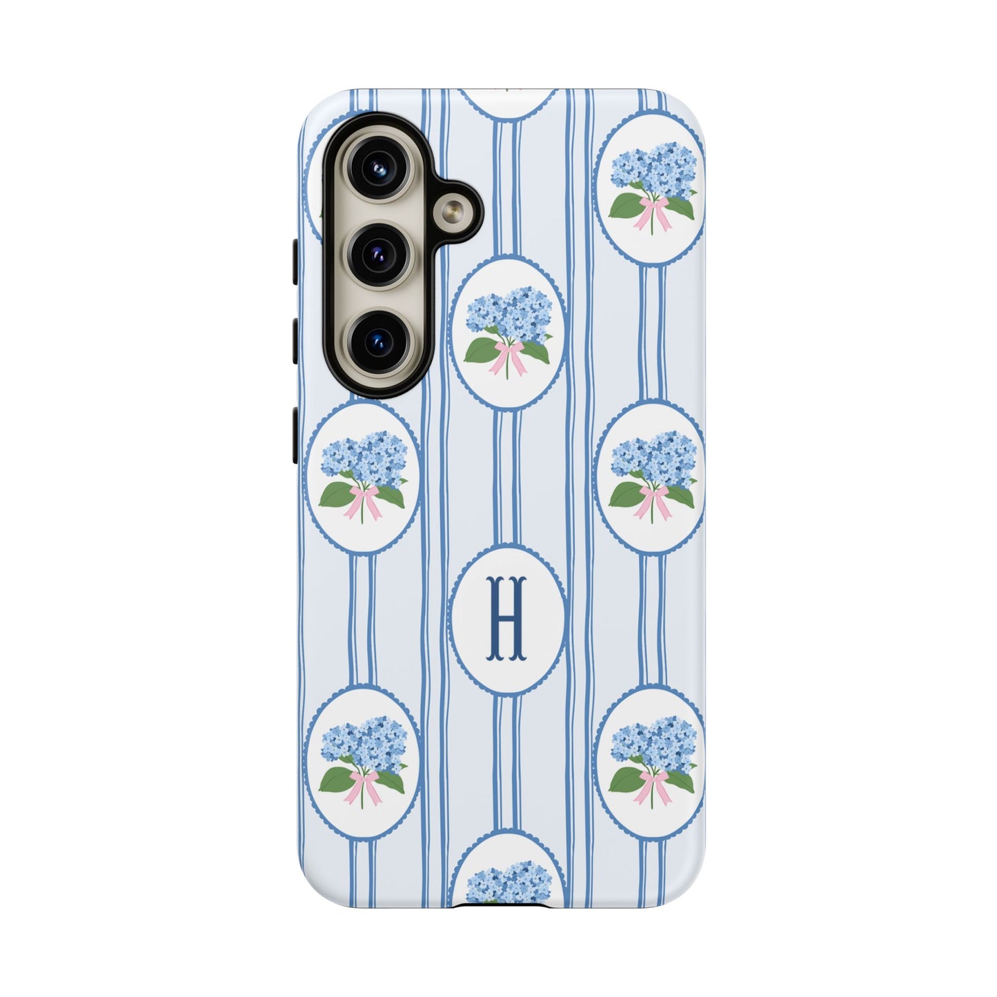 Blue Hydrangea Personalized Preppy Phone Case
