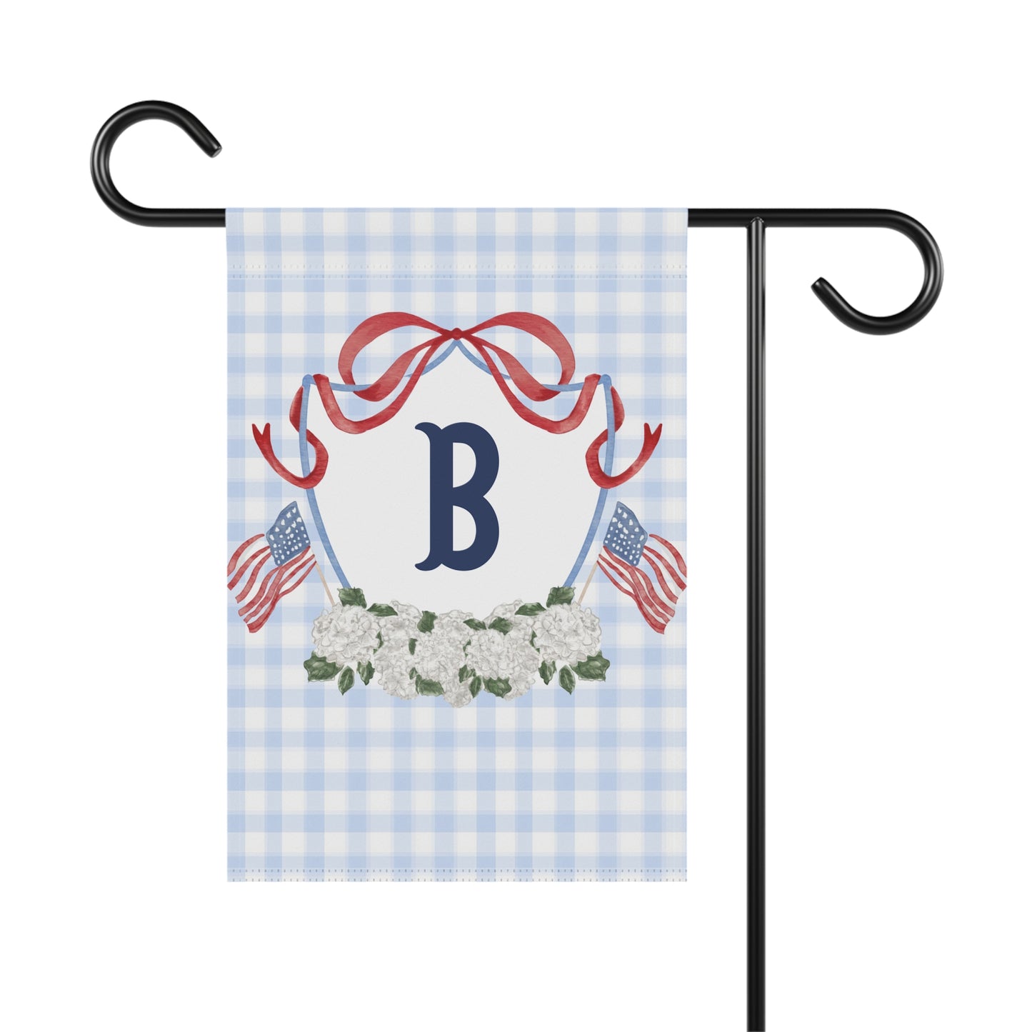 Patriotic Crest Monogram Garden Flag